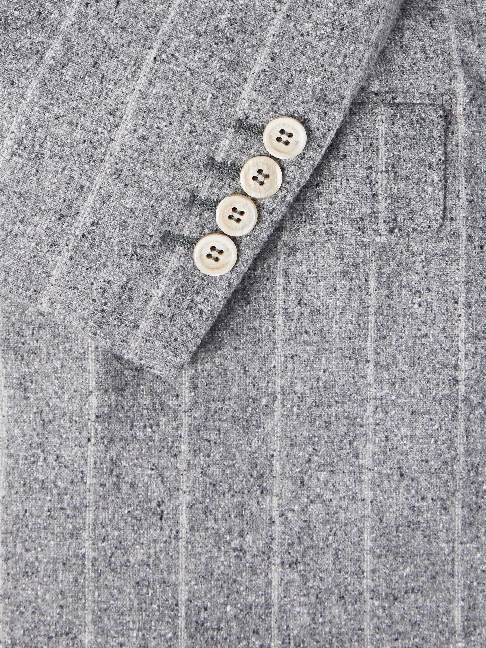 Double-Breasted Striped Silk, Wool and Cashmere-Blend Blazer view