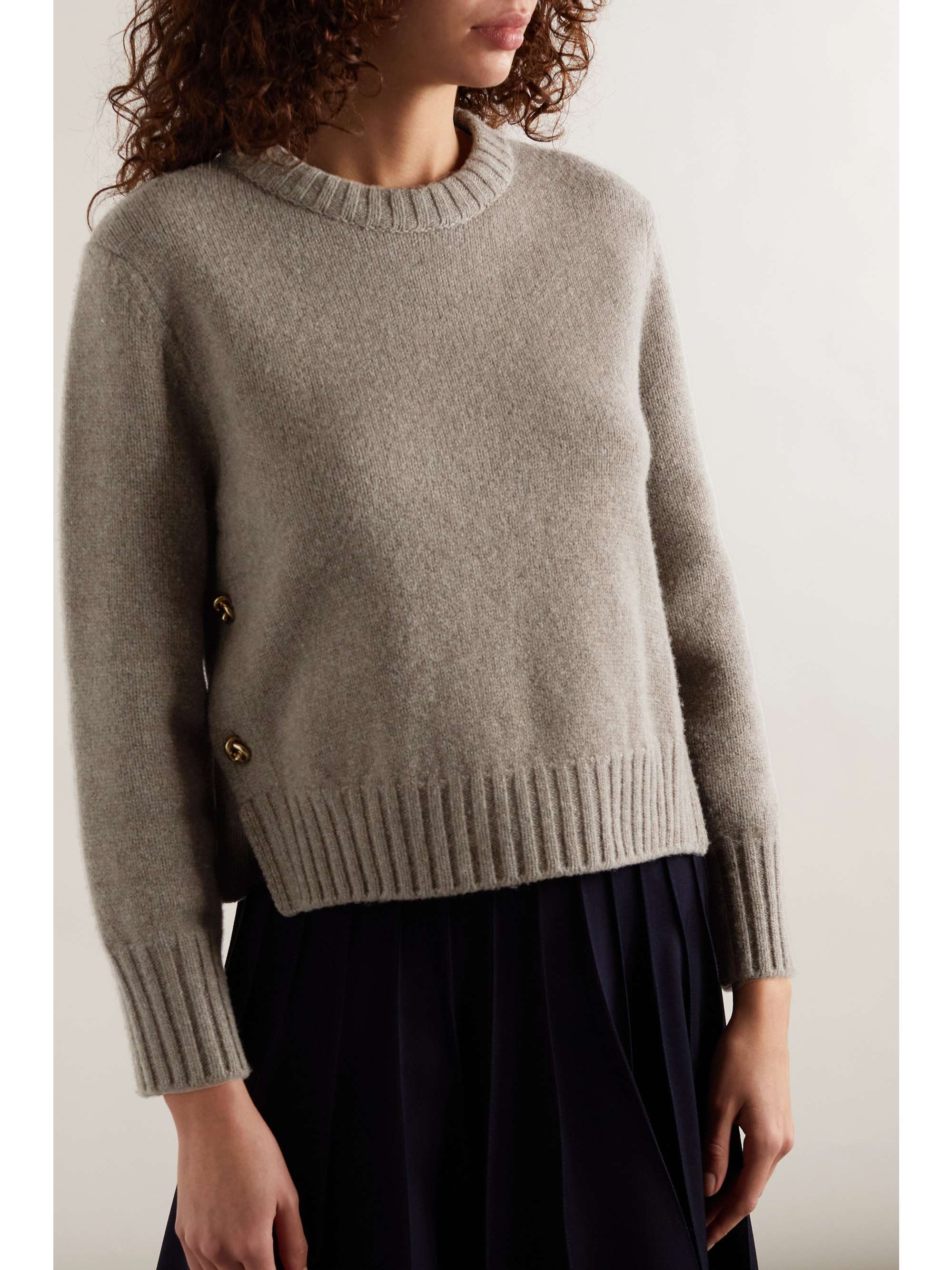 Cropped embellished wool sweater view