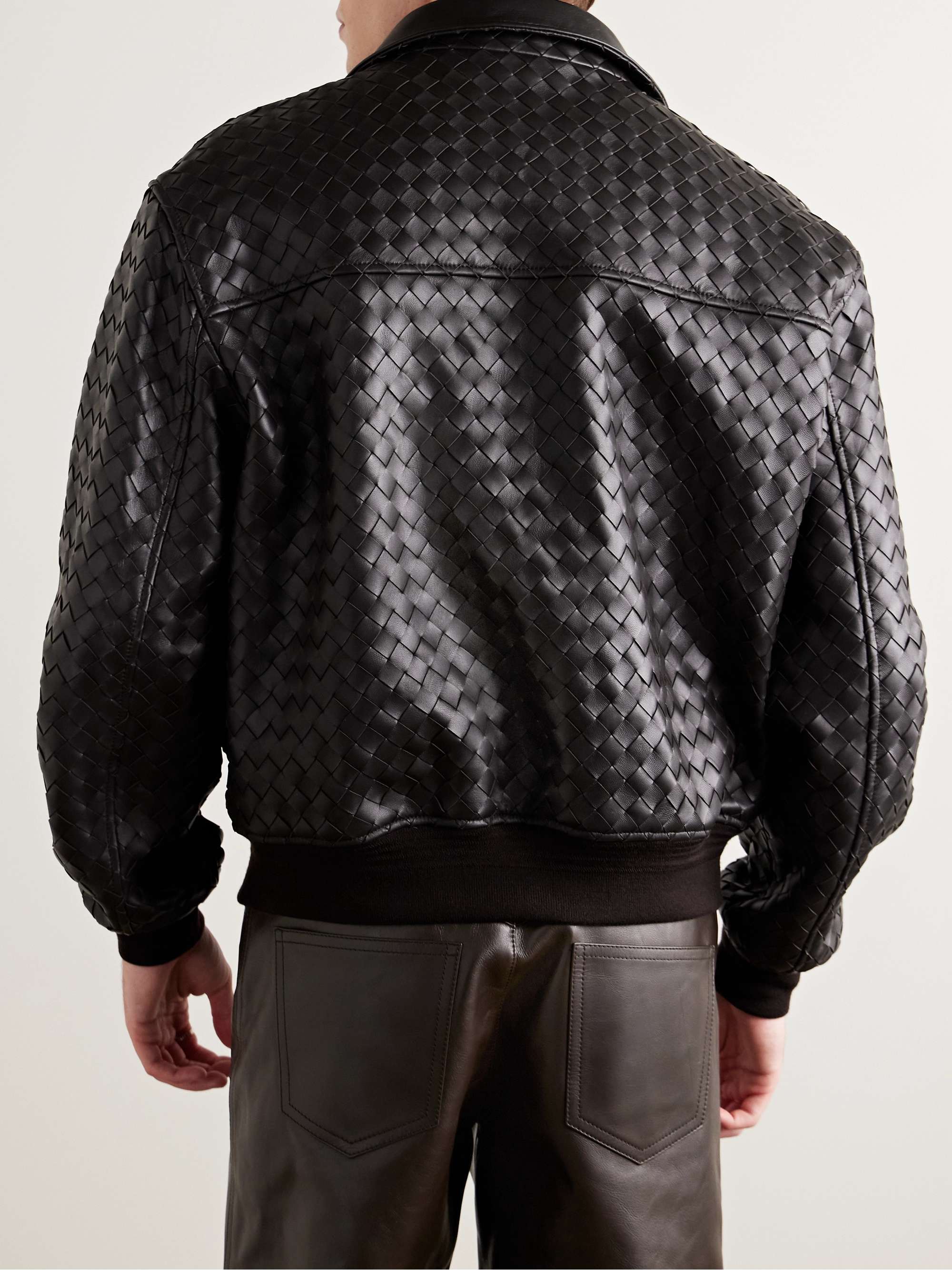 Intrecciato Leather Blouson Jacket view