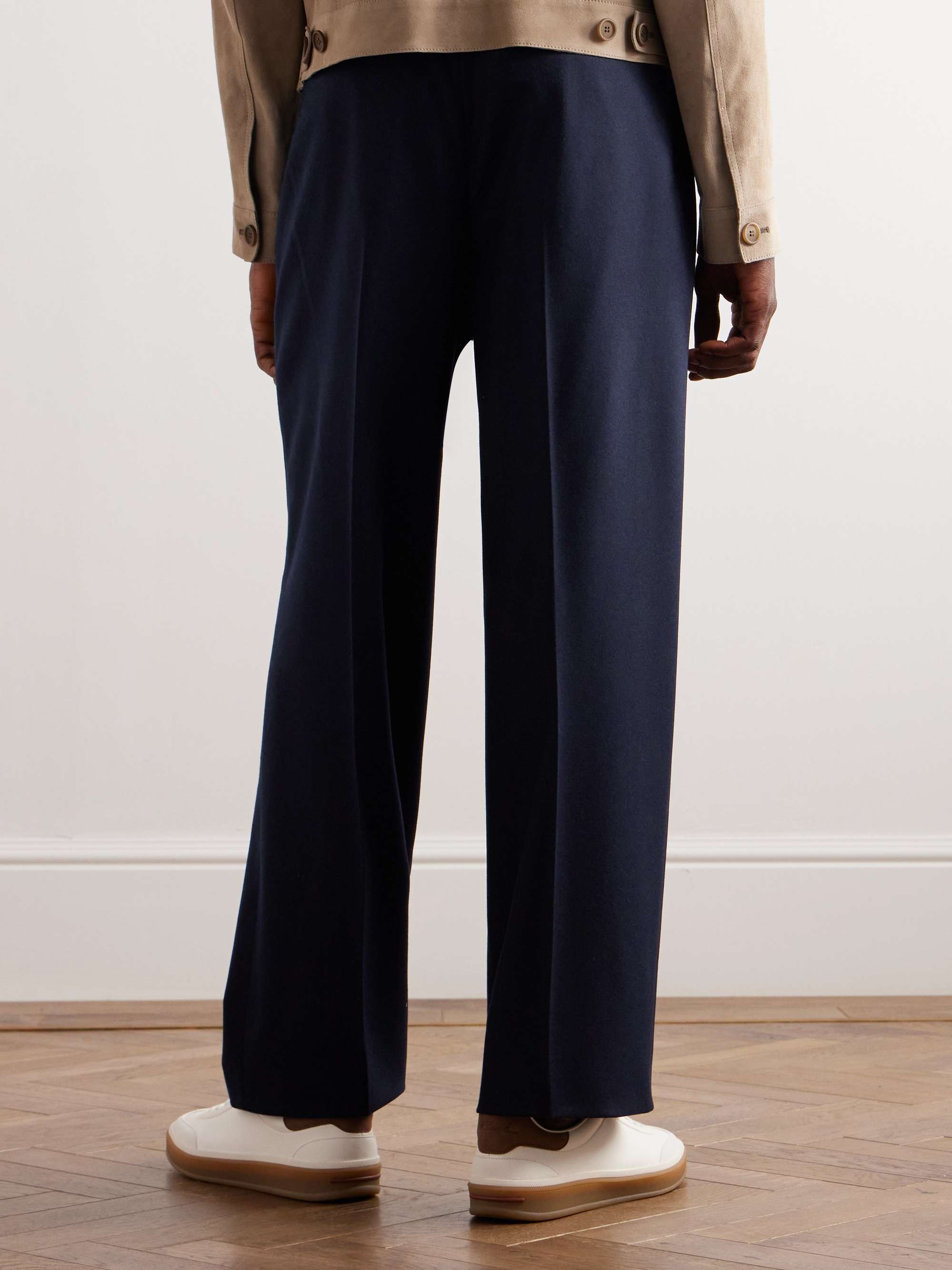 Joetsu Straight-Leg Pleated Wool and Cashmere-Blend Trousers view