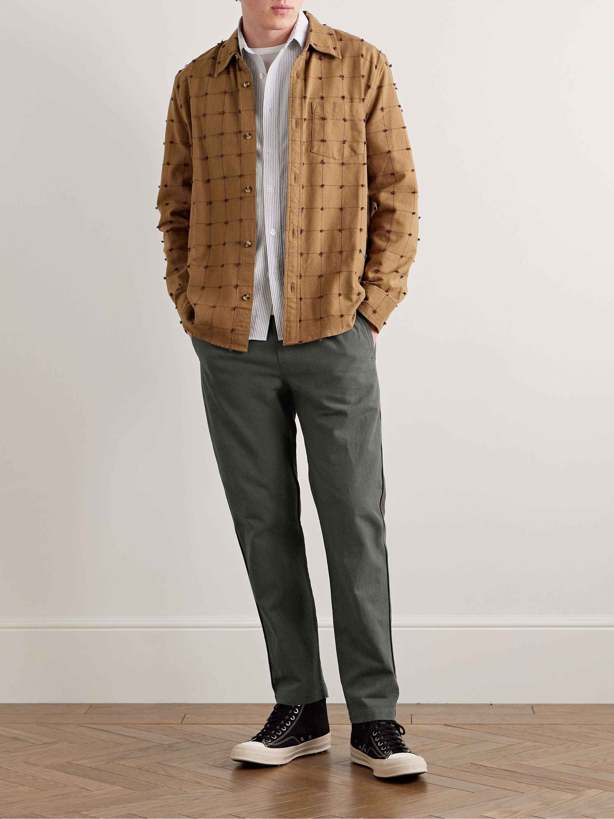 Slim-Fit Linen and Cotton-Blend Trousers view