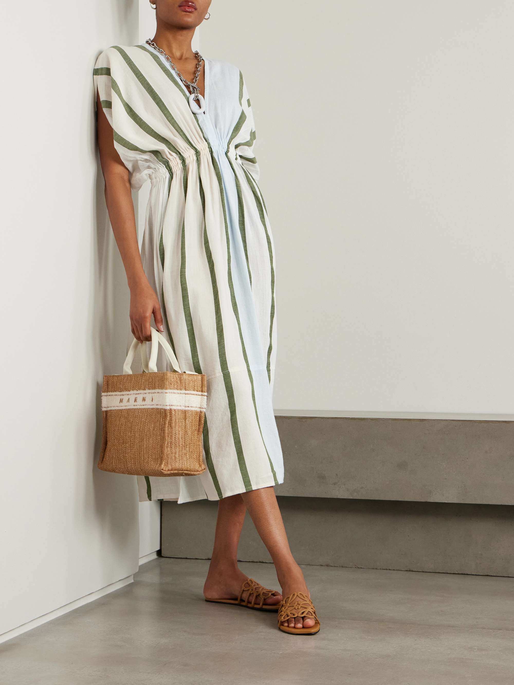 Leila striped cotton-blend coverup view