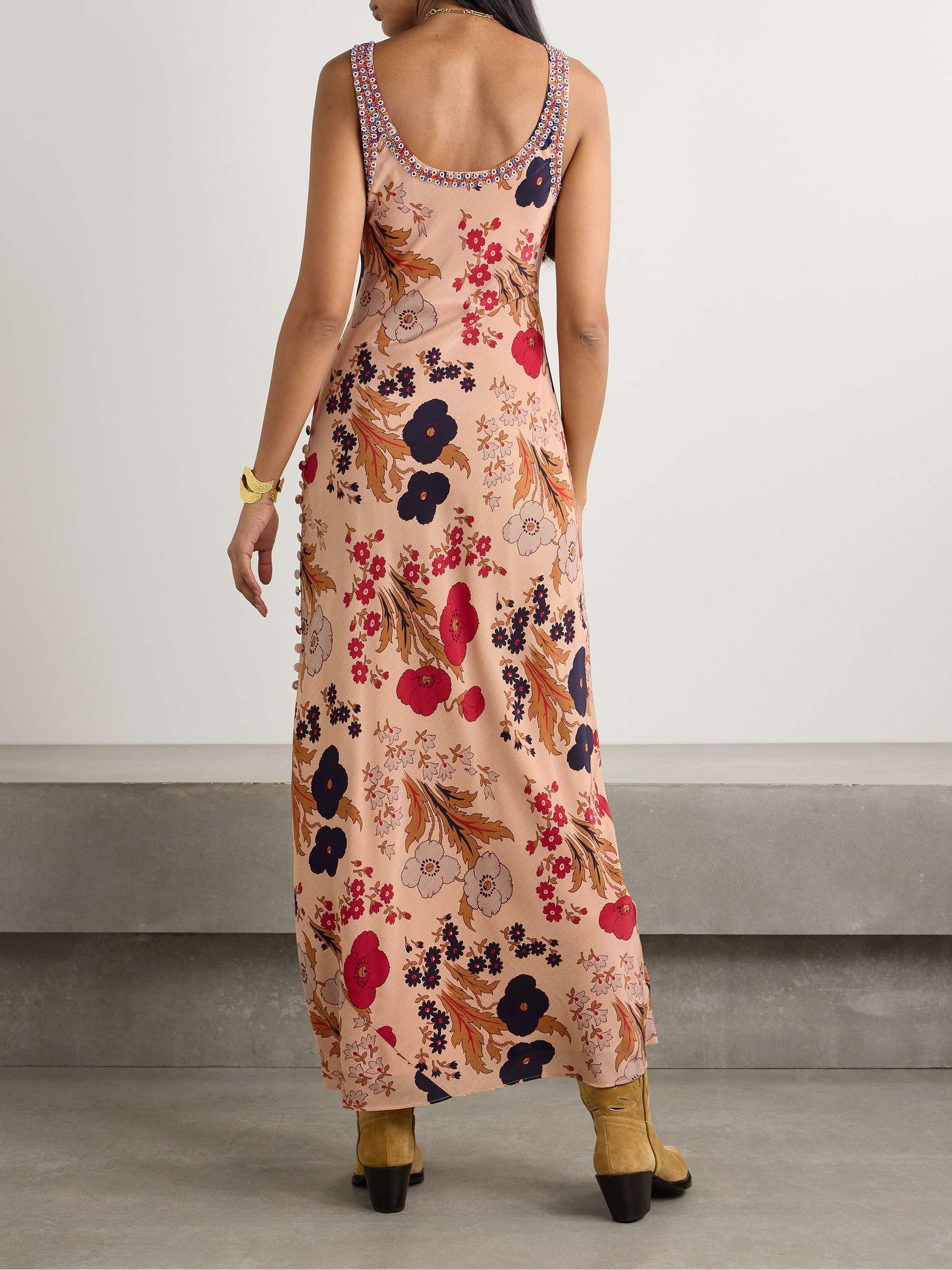 Adele bead-embellished floral-print silk maxi dress view