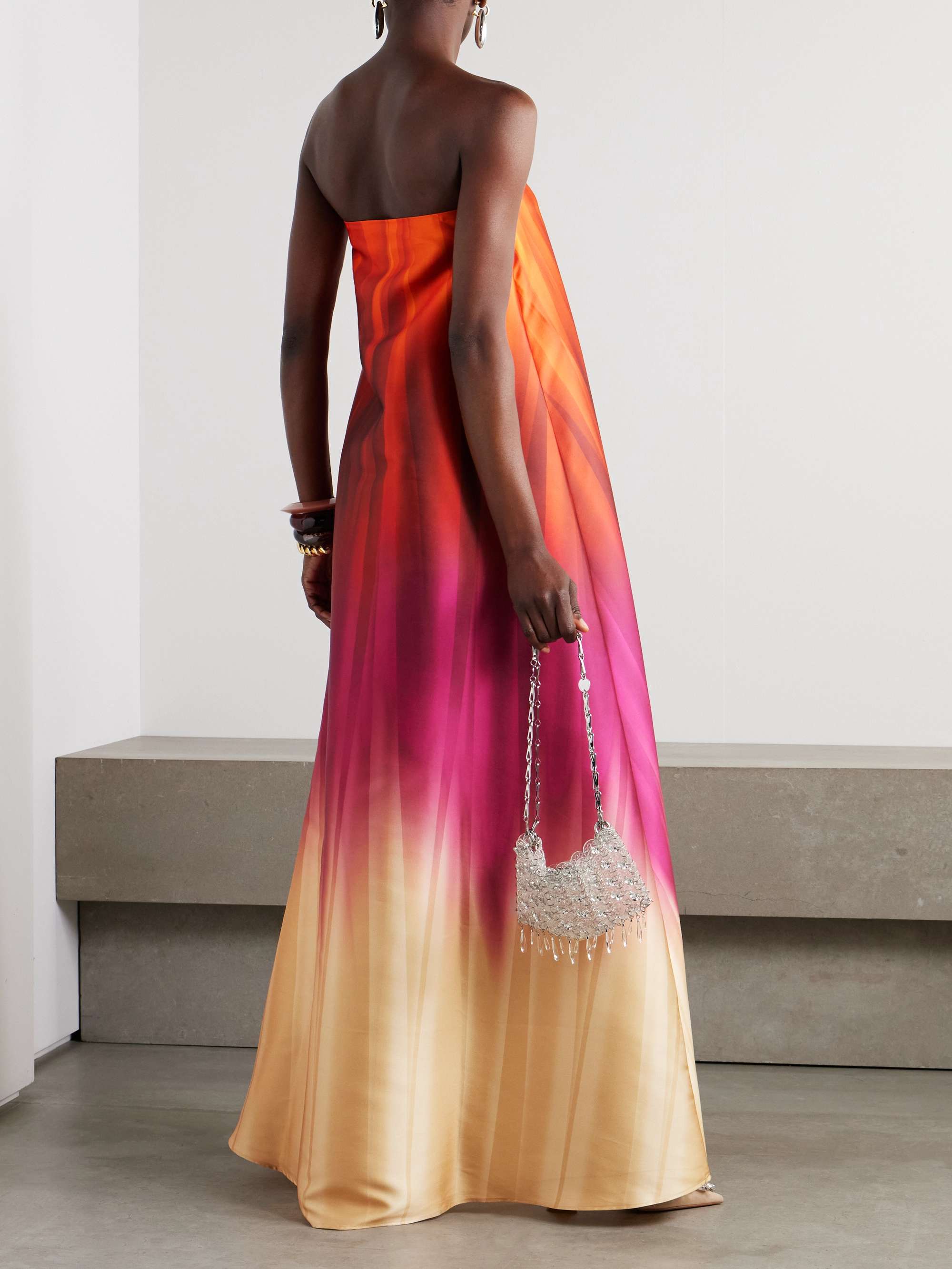 Oversized strapless ombré pleated taffeta gown view