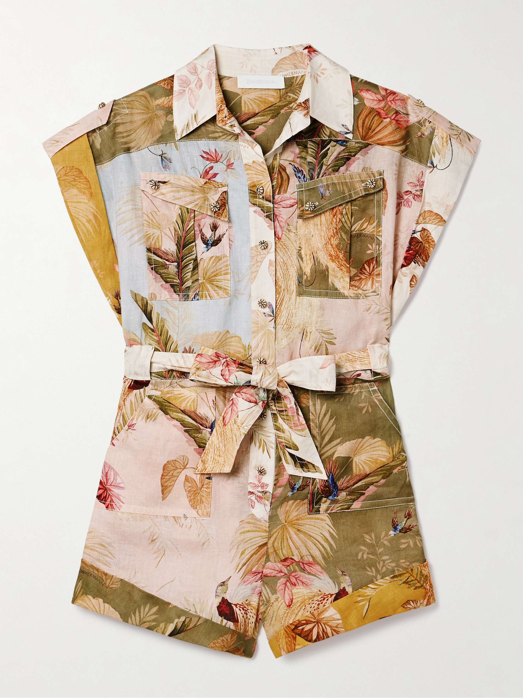 Ascension floral-print linen playsuit view