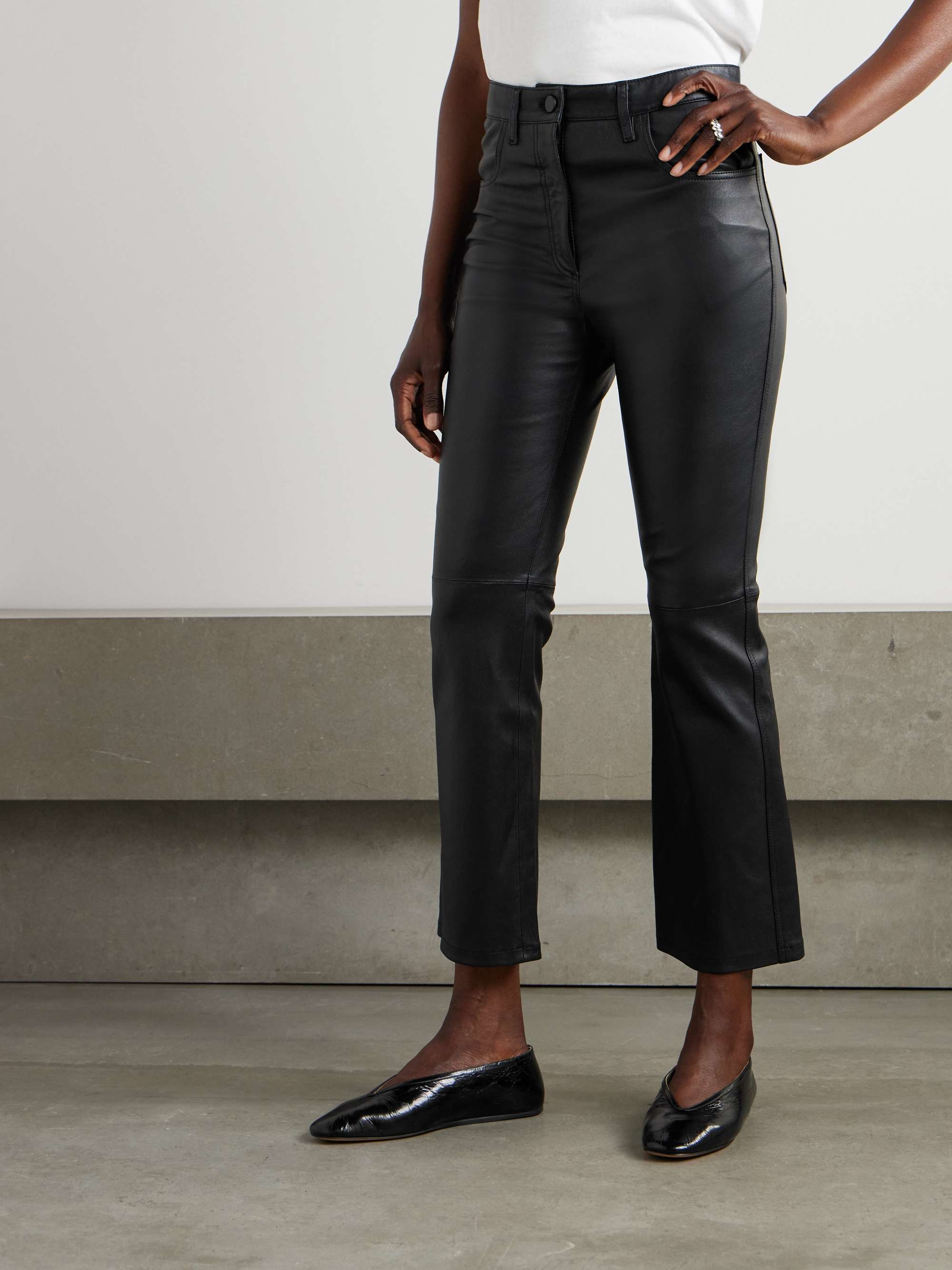 Duke cropped leather flared pants view