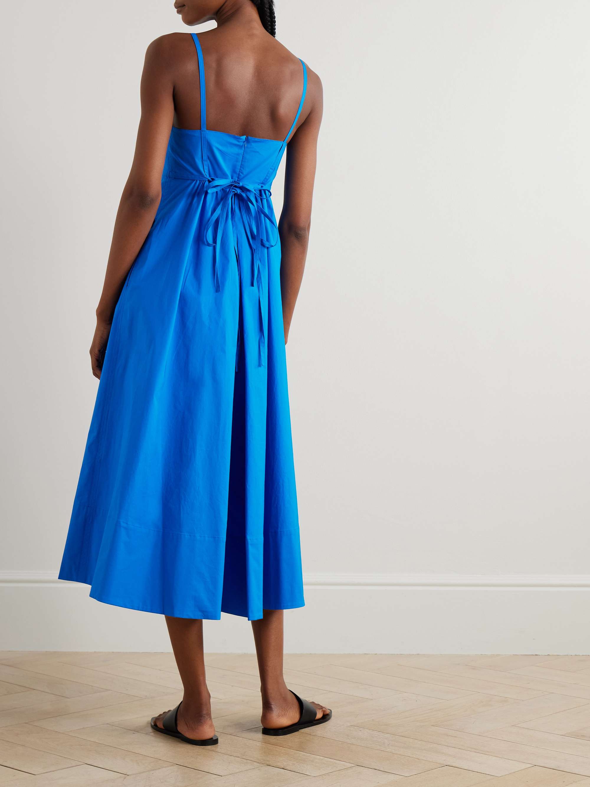 Barker gathered cotton-blend poplin midi dress view