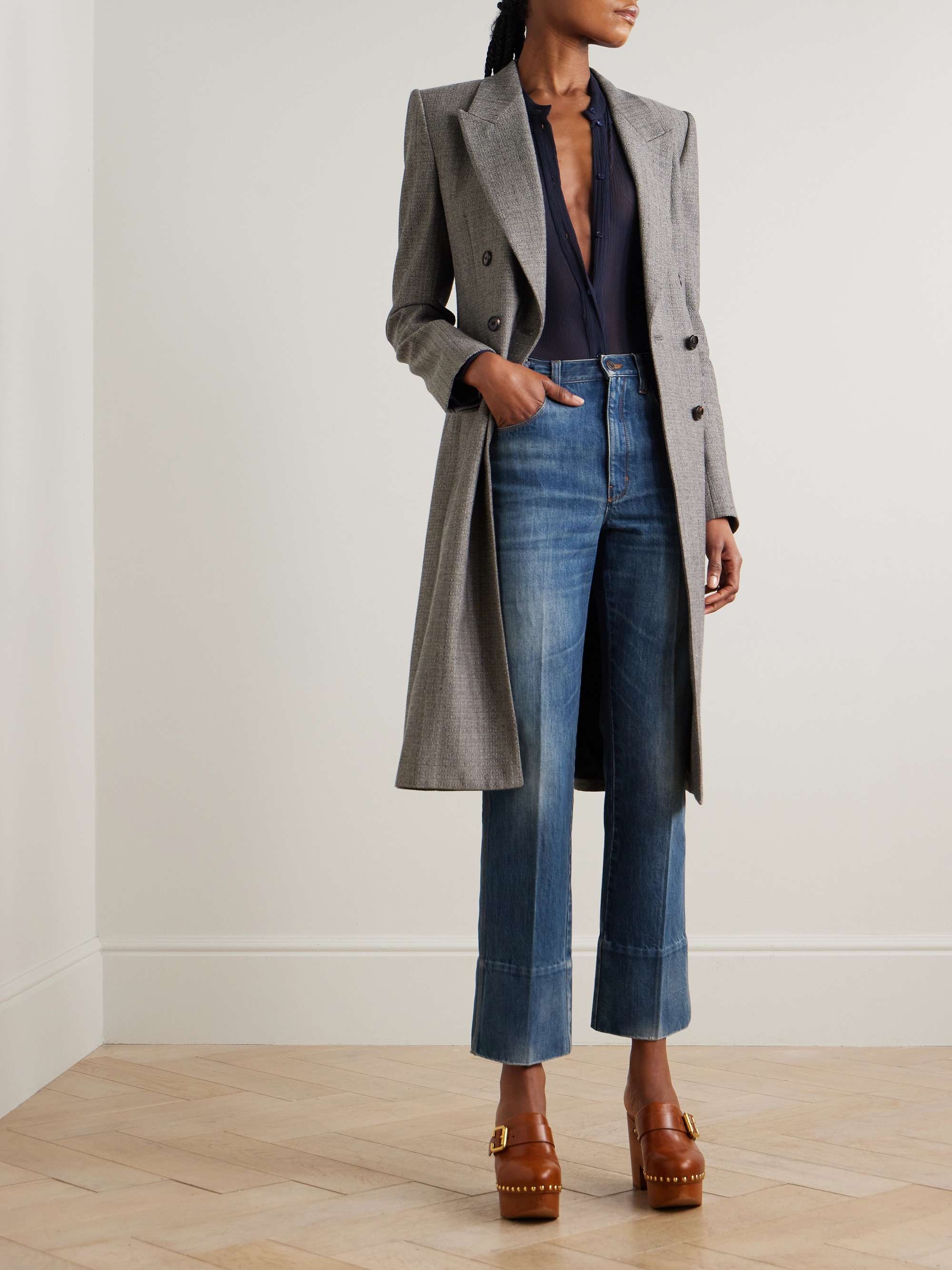 Embellished mid-rise straight-leg organic jeans view