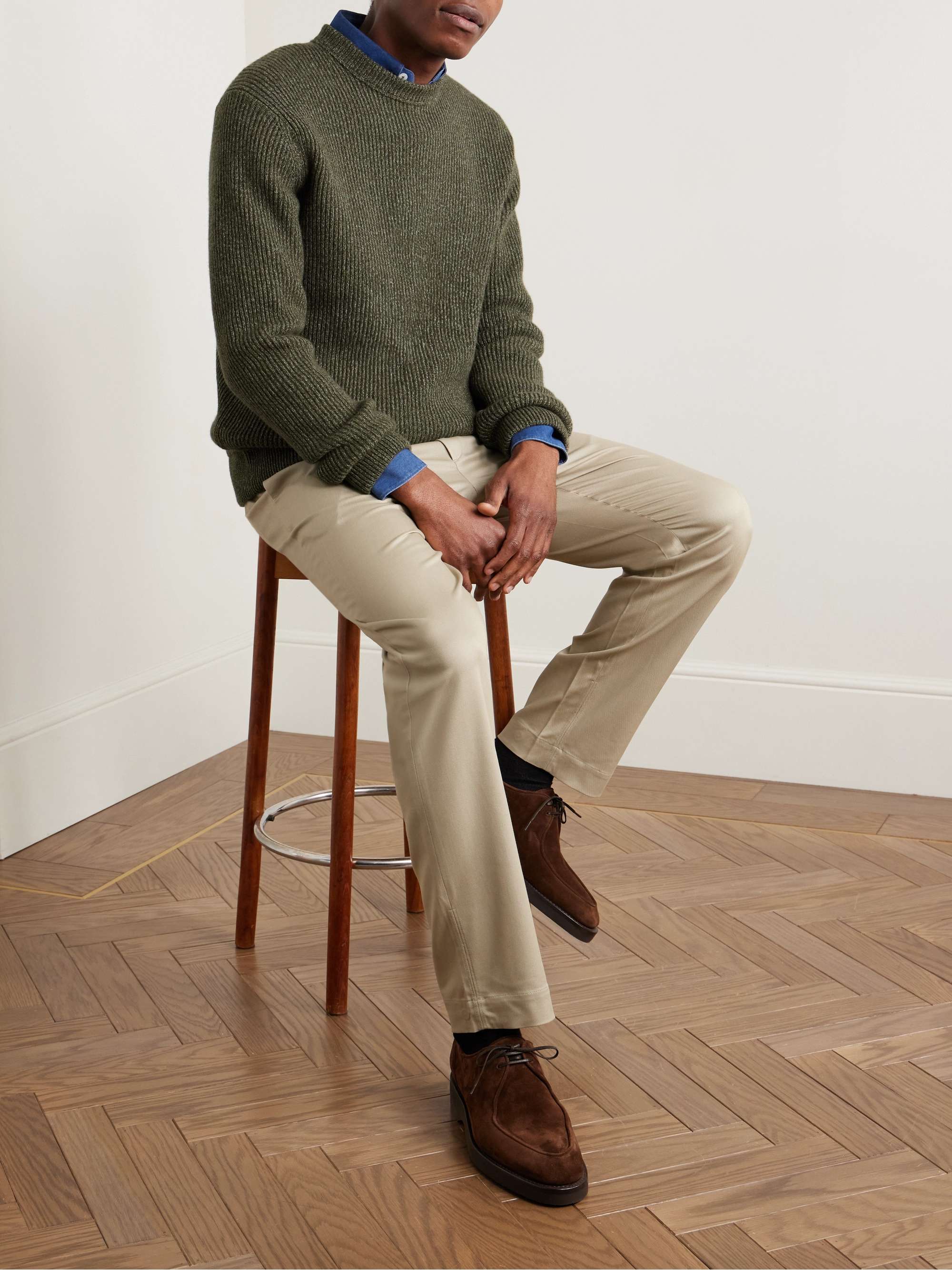 Glamis Ribbed Wool and Cotton-Blend Sweater view