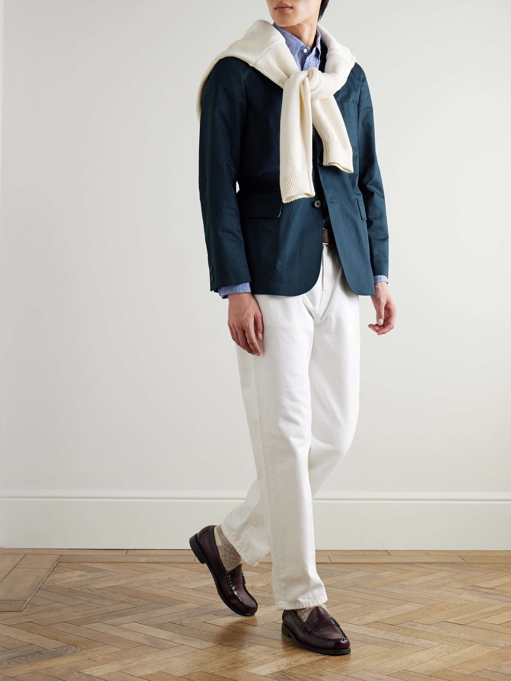 Unstructured Cotton-Twill Blazer view