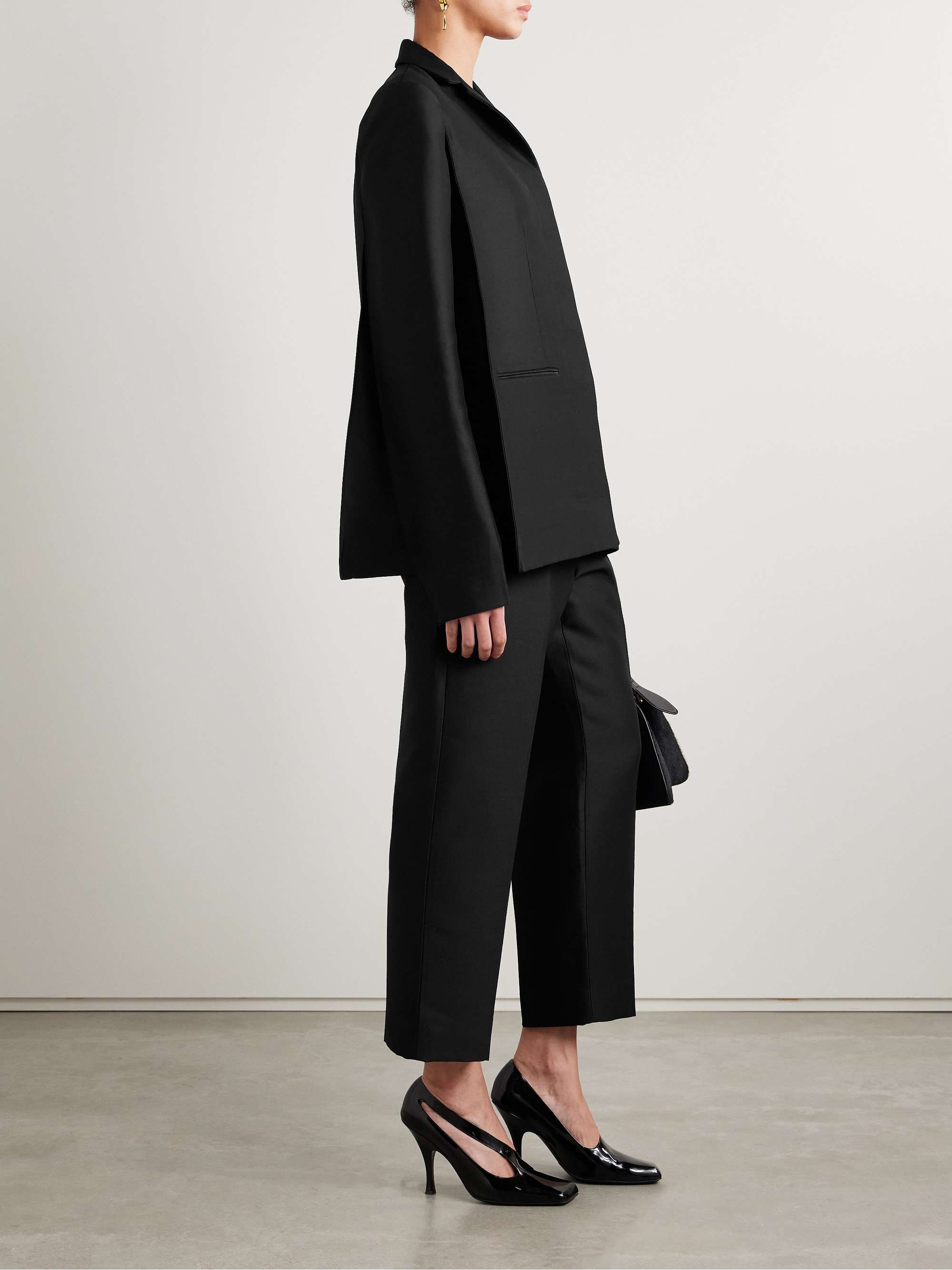Cam cropped wool and silk-blend faille straight-leg pants view