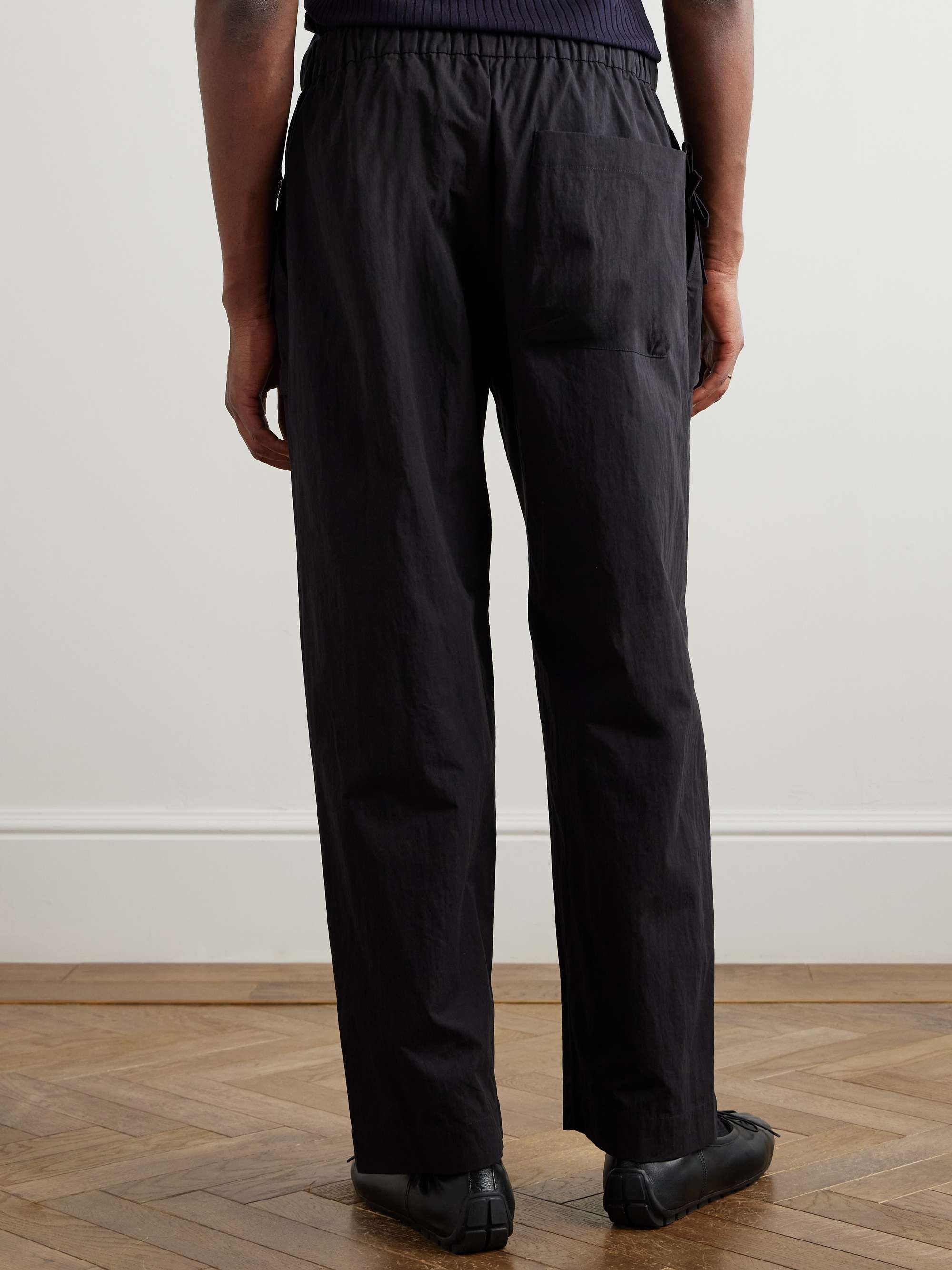Straight-Leg Bow-Detailed Cotton-Blend Cargo Trousers view