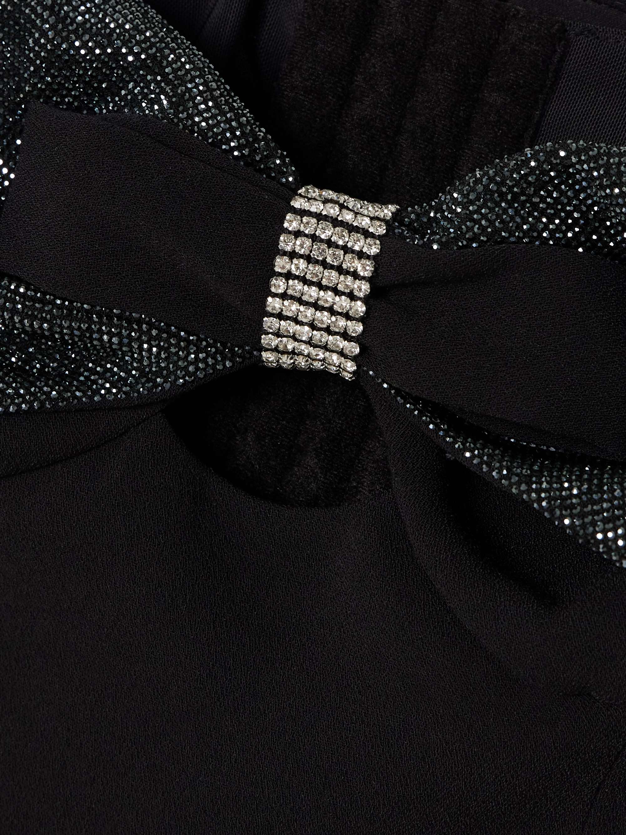 Bow and crystal-embellished off-the-shoulder crepe midi dress view