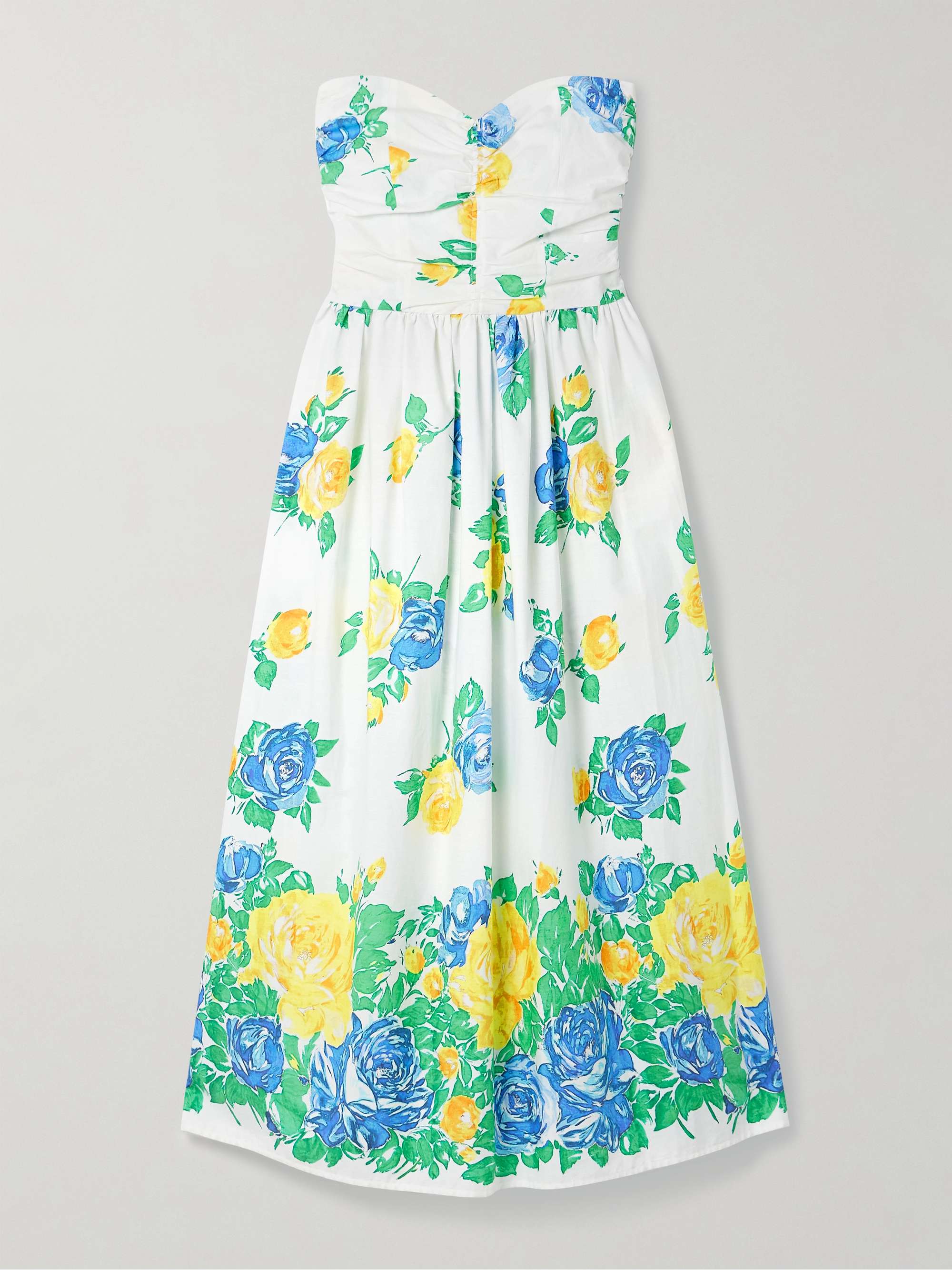 Desideria strapless floral-print cotton-voile midi dress view