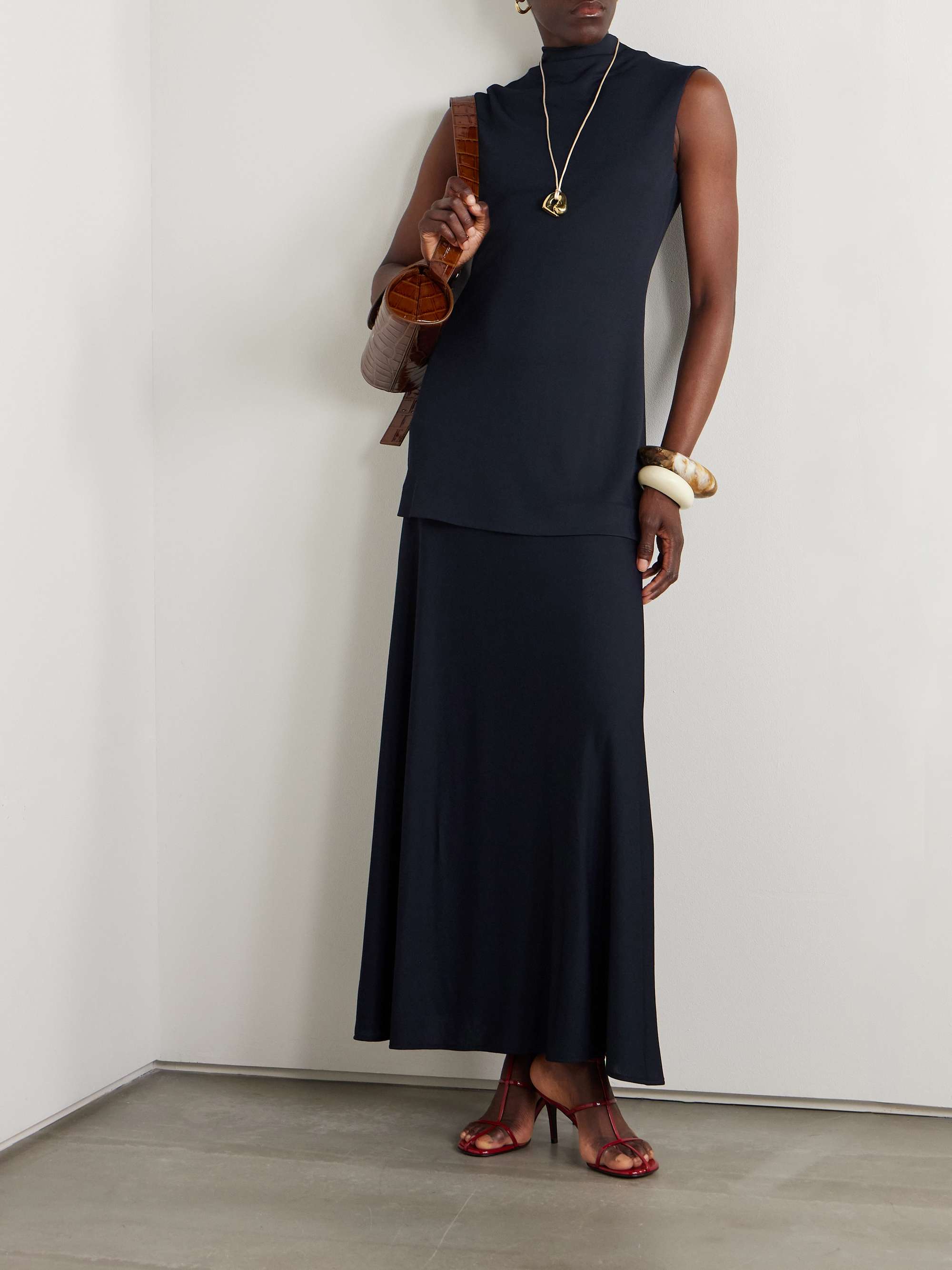 Layered jersey turtleneck maxi dress view