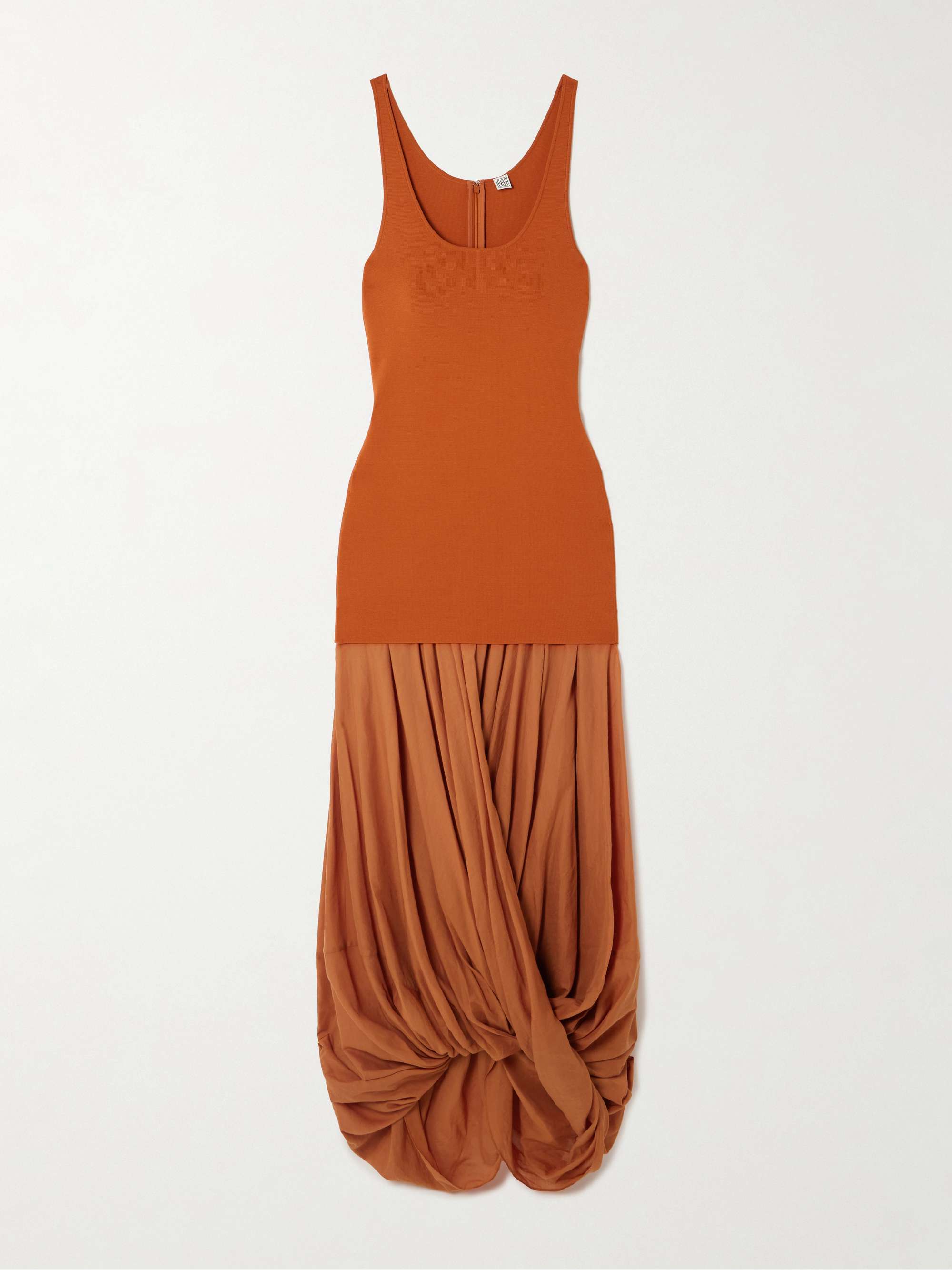 Cocoon draped voile and stretch-knit maxi dress view