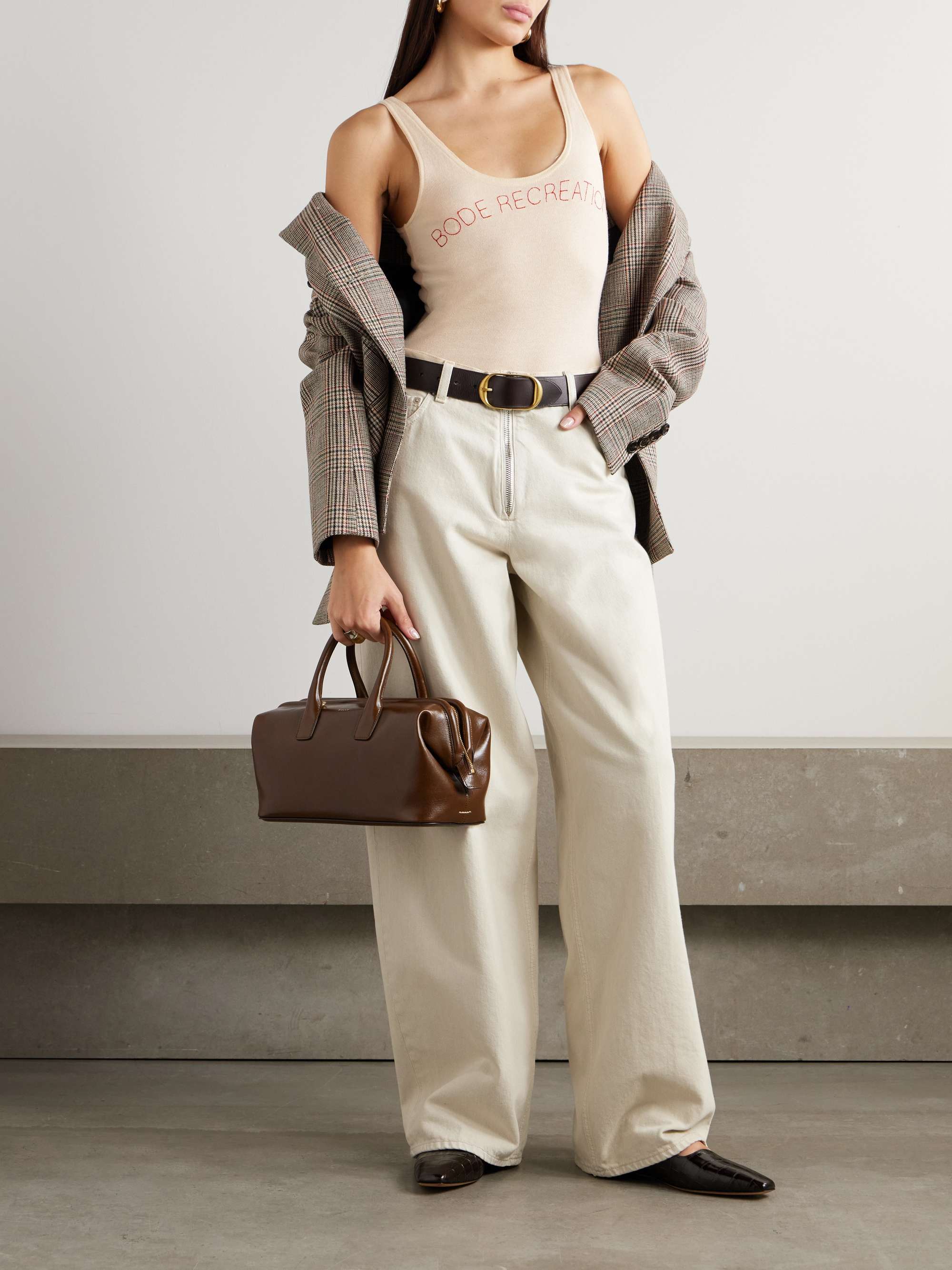 Shelly embroidered Pima cotton and alpaca-blend bodysuit view