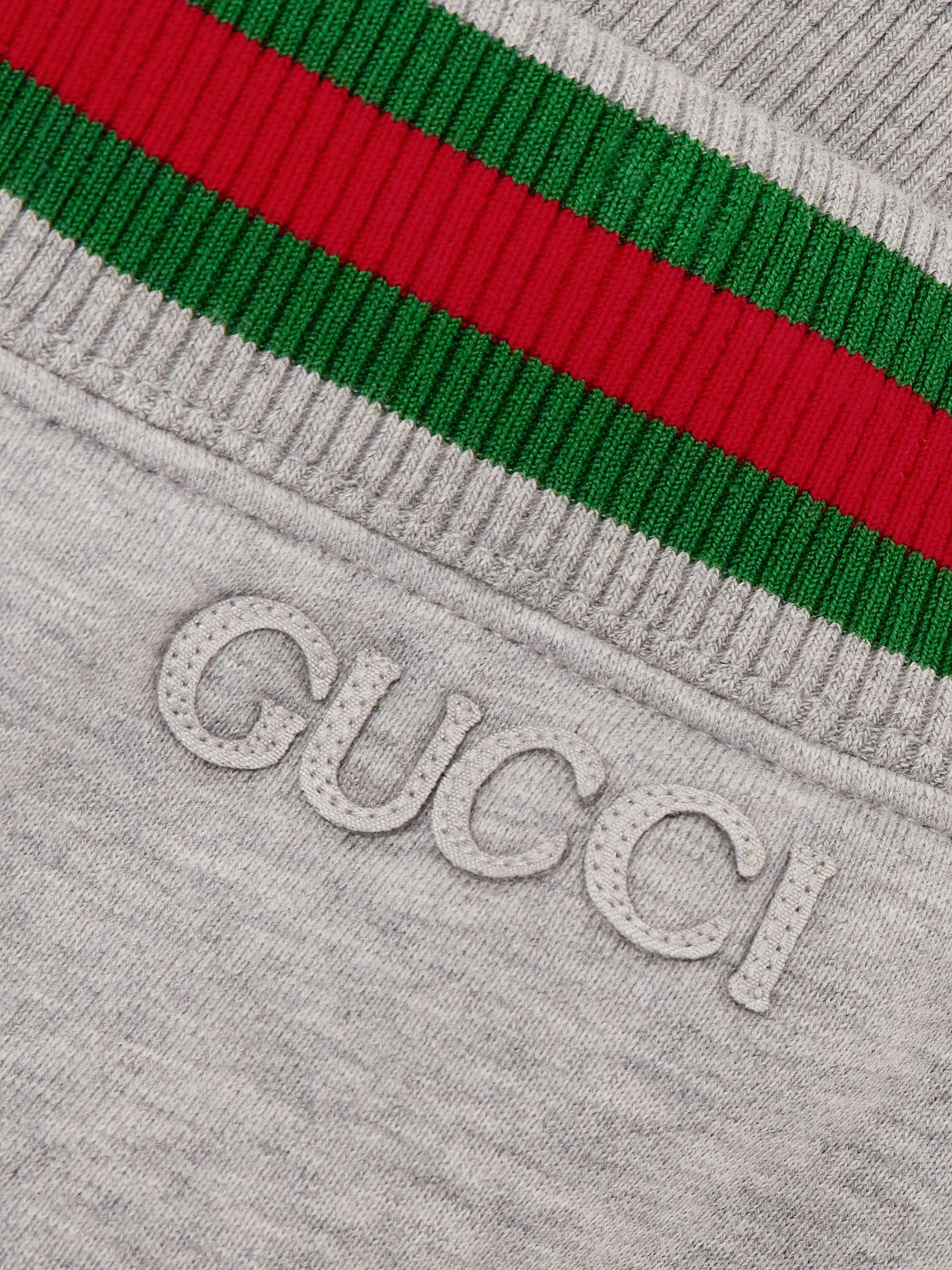 Appliquéd striped cotton-jersey track pants view
