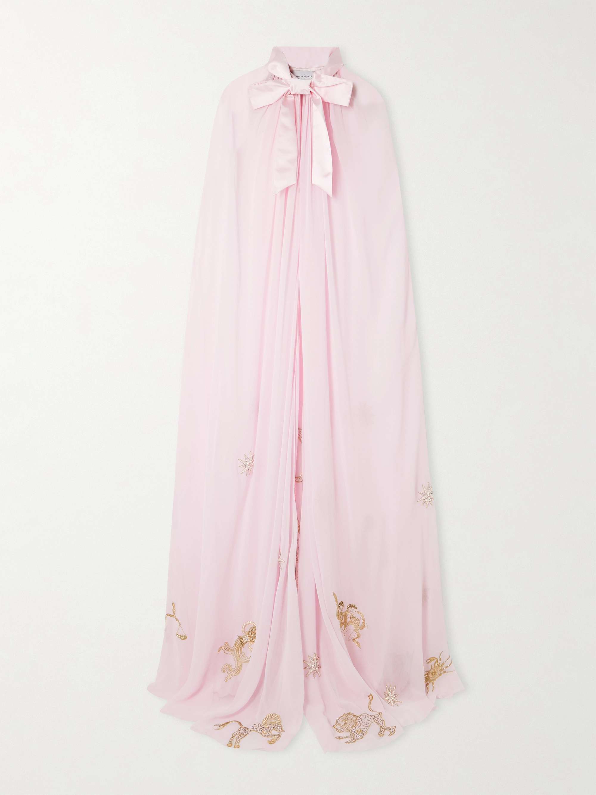 Nova satin-trimmed embellished georgette cape view