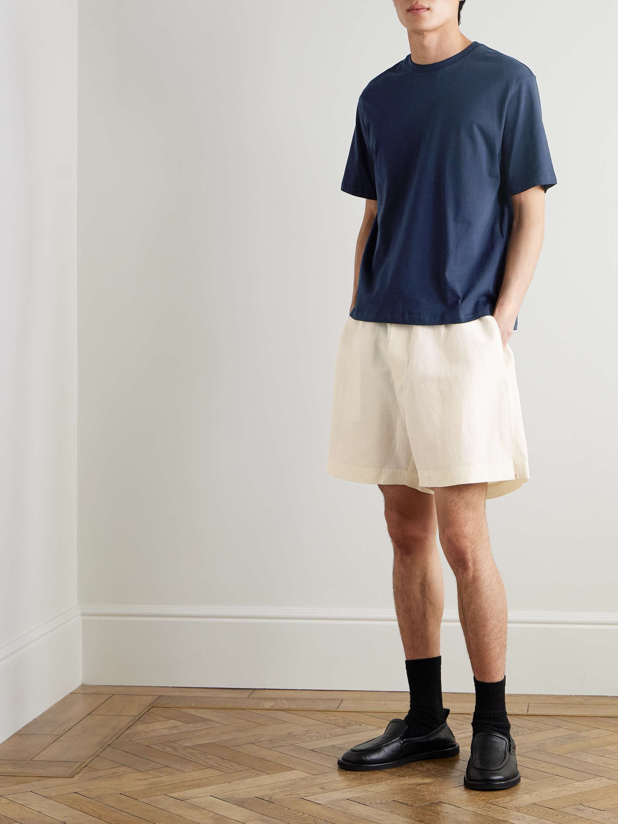 Starboard Wide-Leg Linen and Wool-Blend Drawstring Shorts view