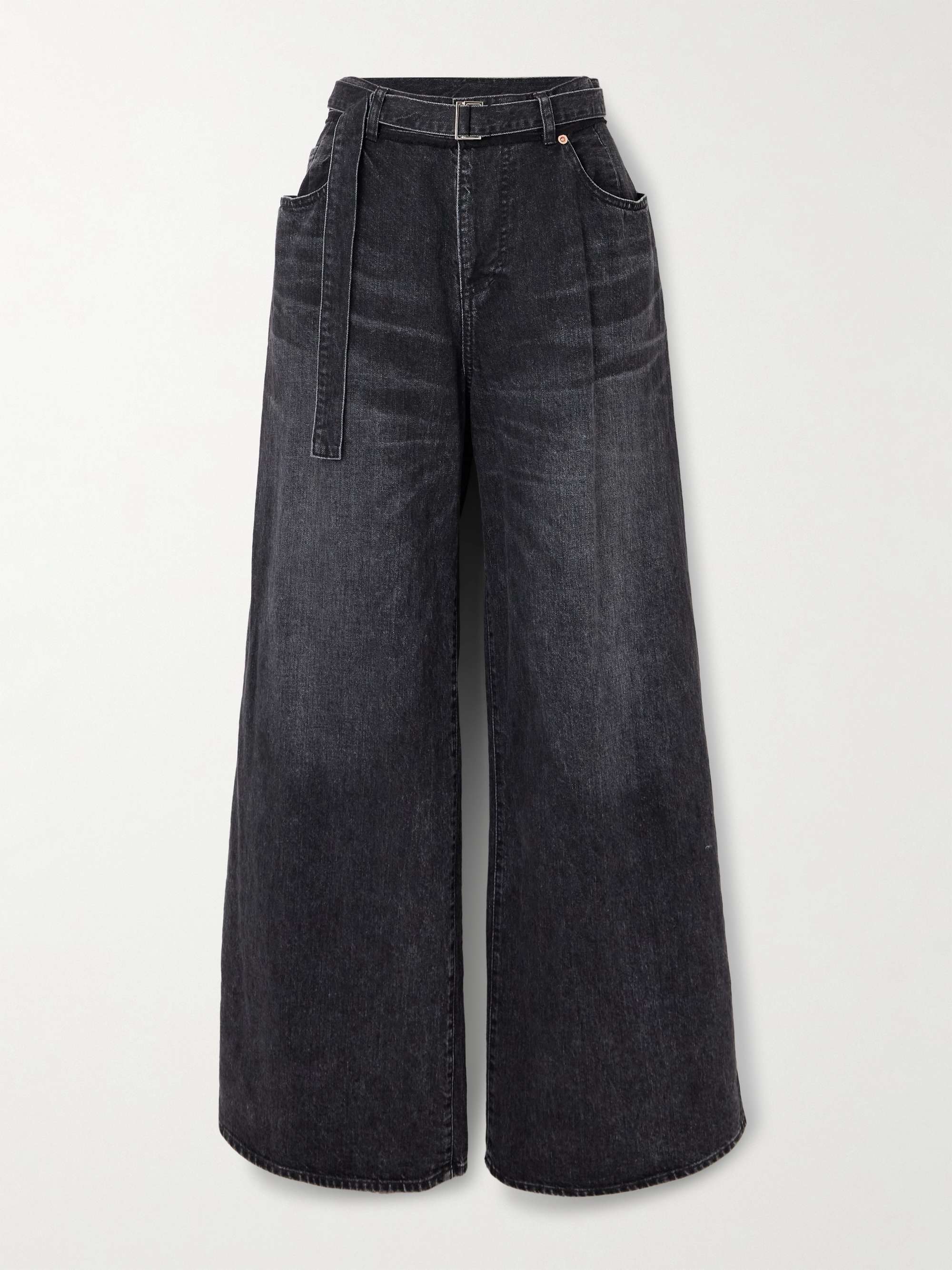 Belted high-rise wide-leg jeans view