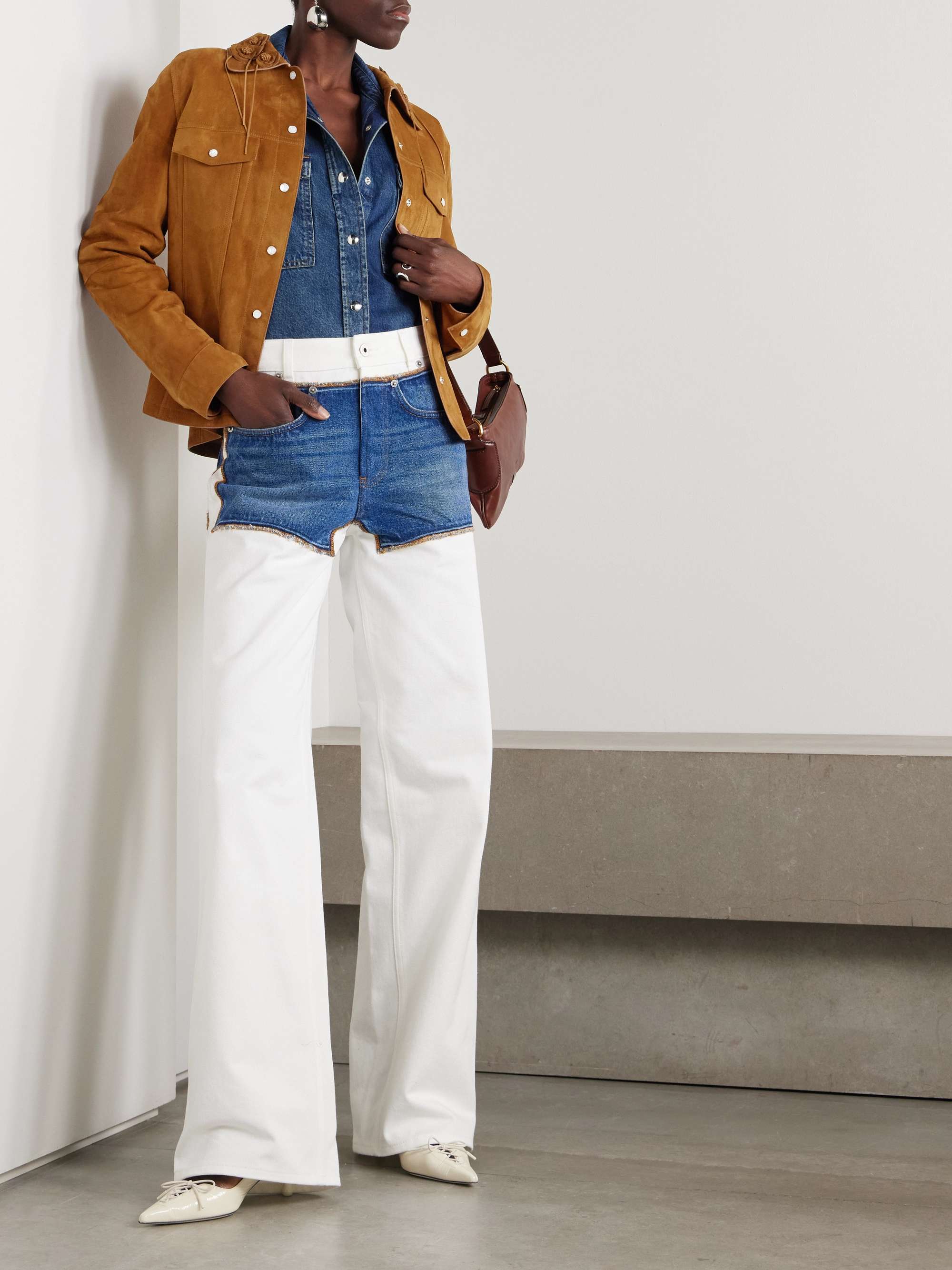 Appliquéd suede jacket view