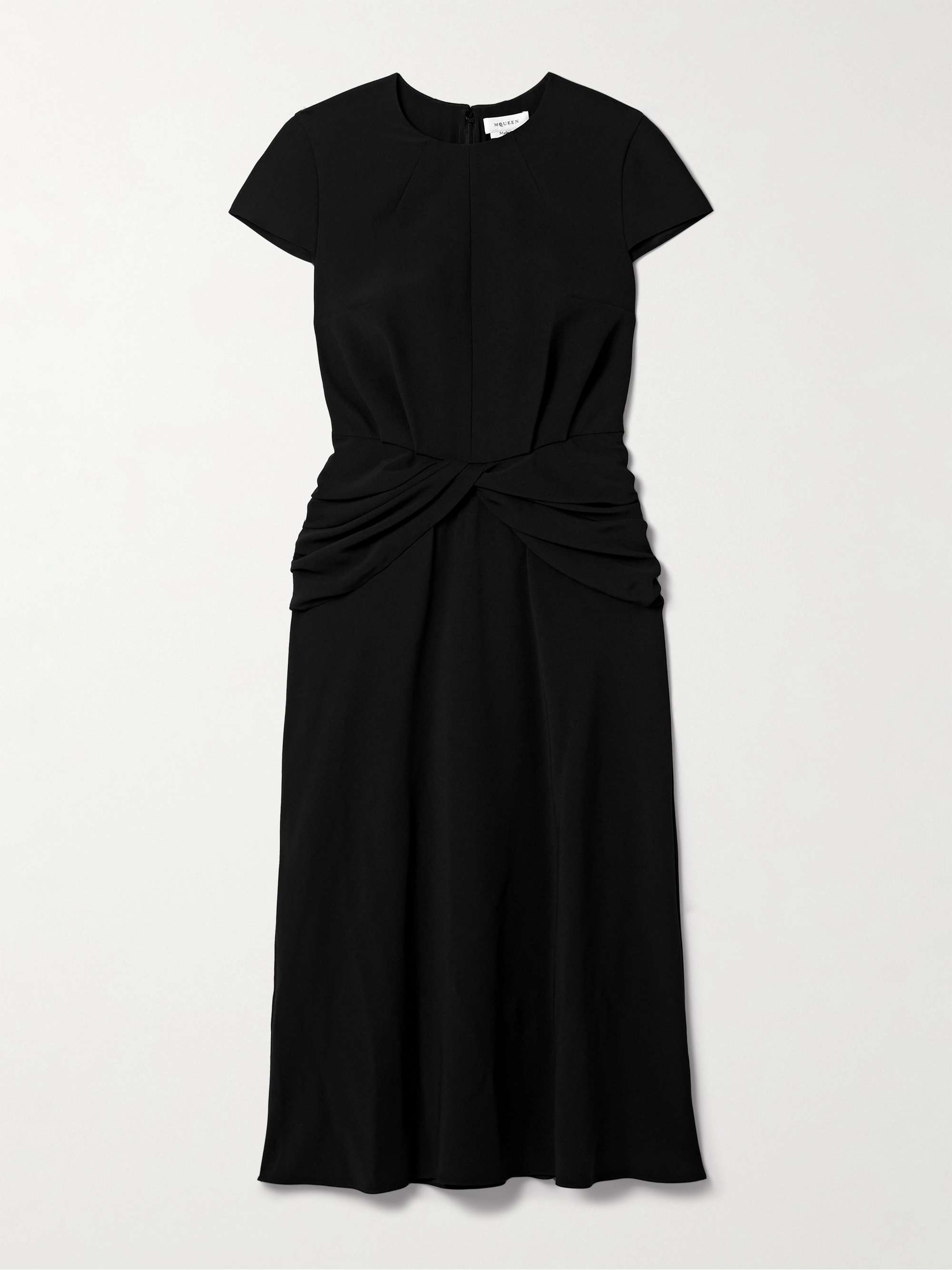 Twist-front draped crepe midi dress view