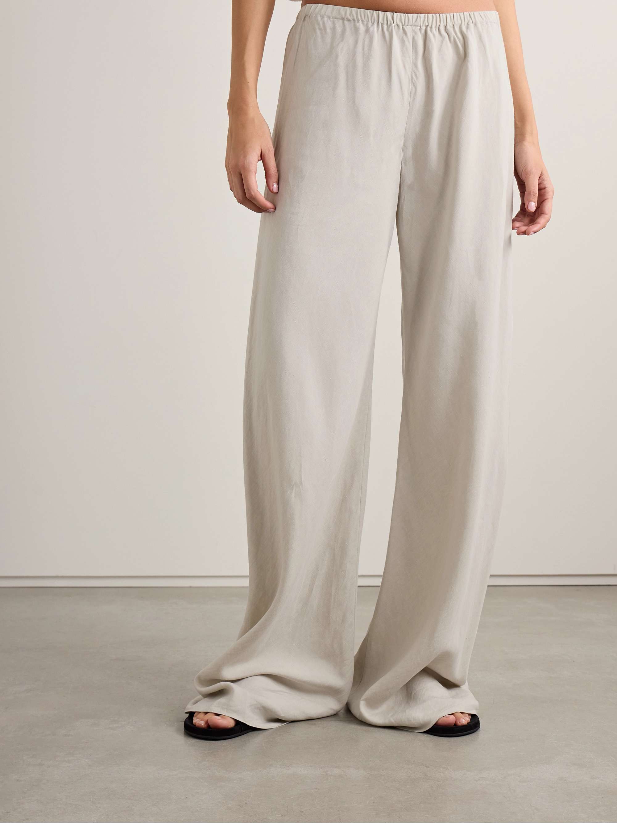 Gala silk and linen-blend wide-leg pants view