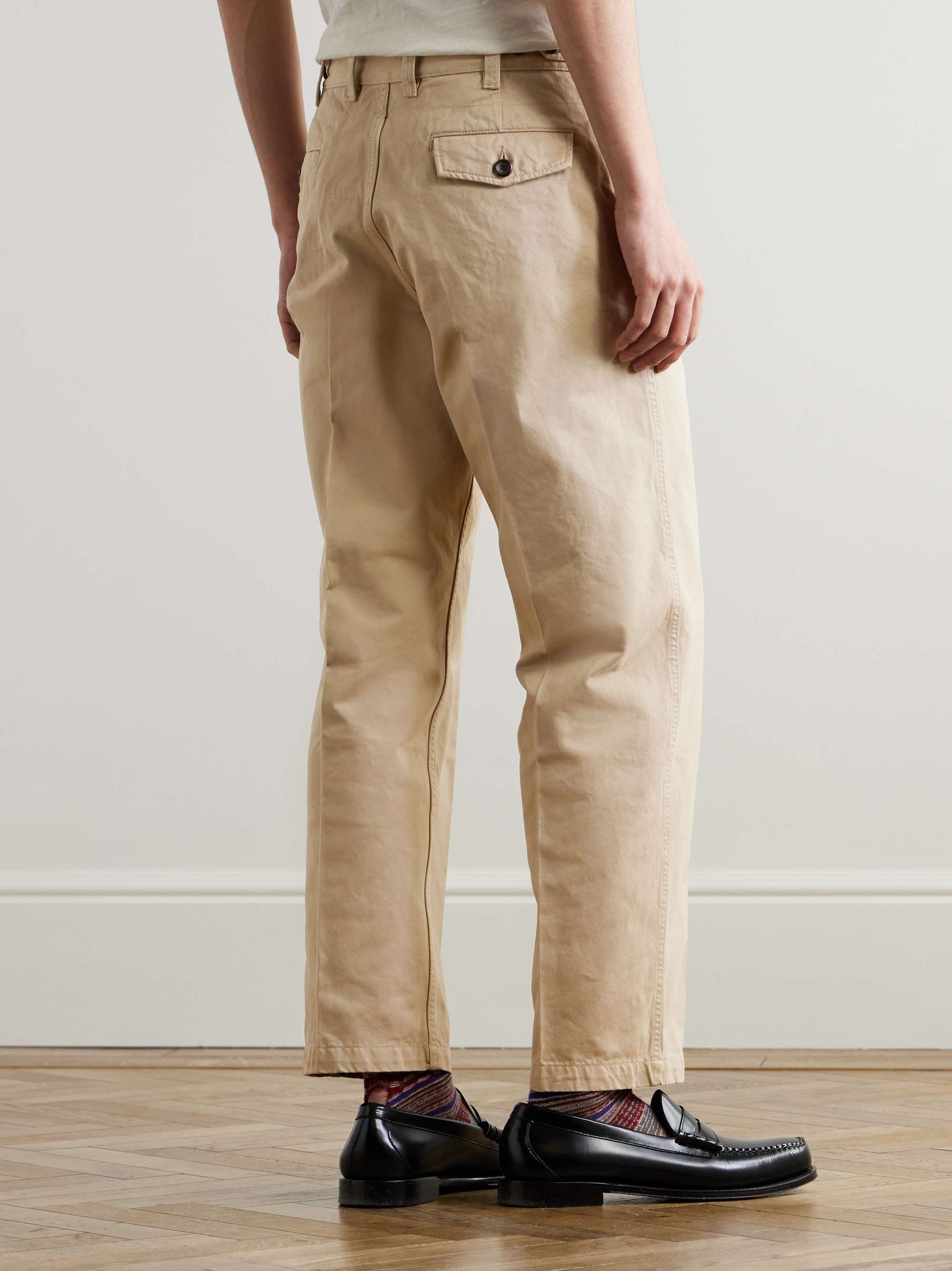 Straight-Leg Peached Cotton-Twill Trousers view