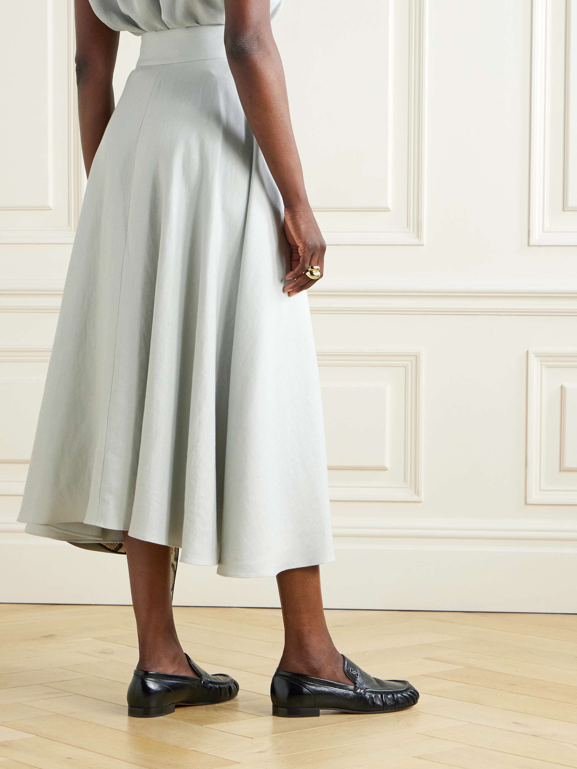 Petra pleated linen-twill midi skirt view