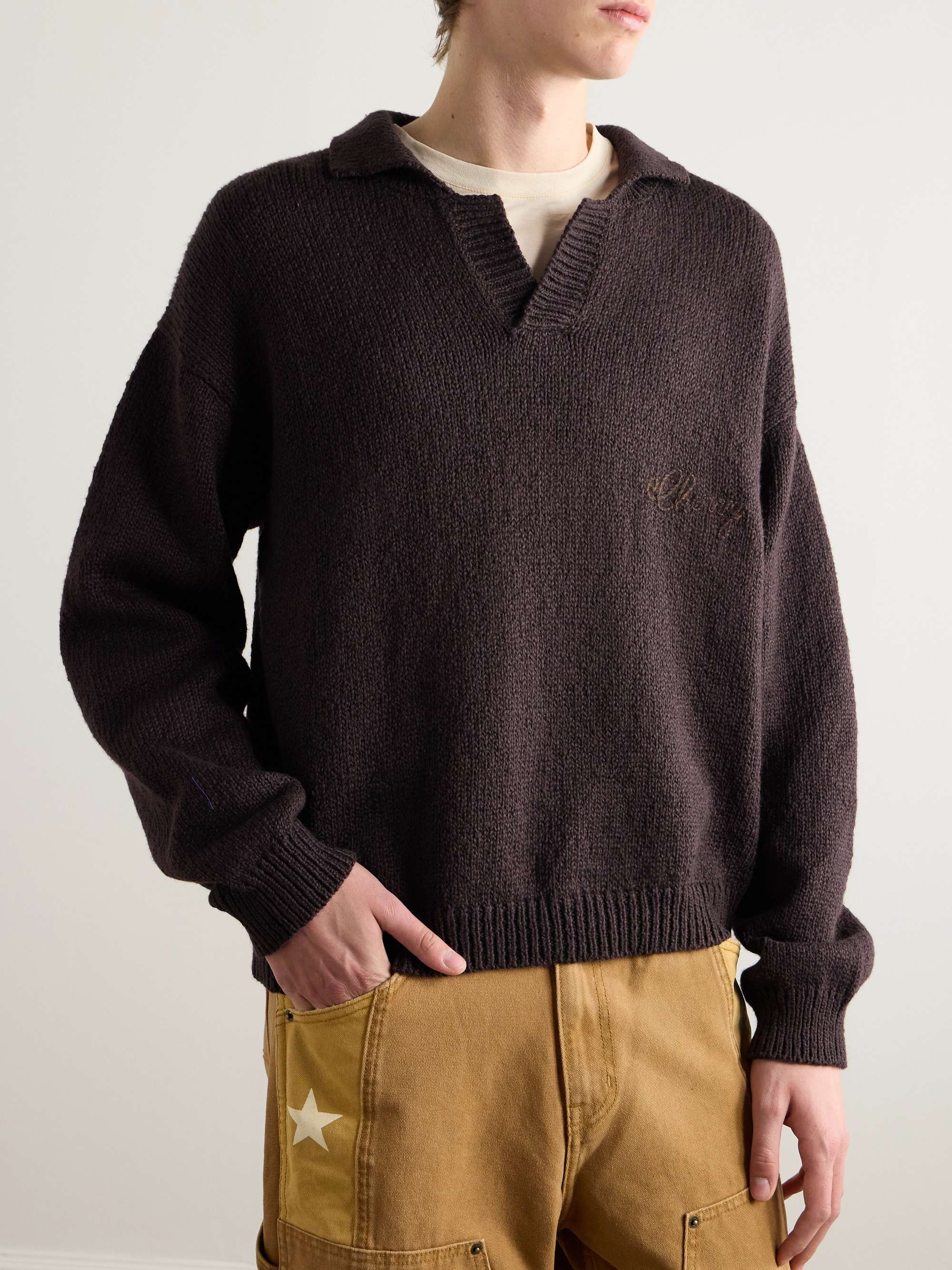 Logo-Embroidered Organic Cotton Sweater view