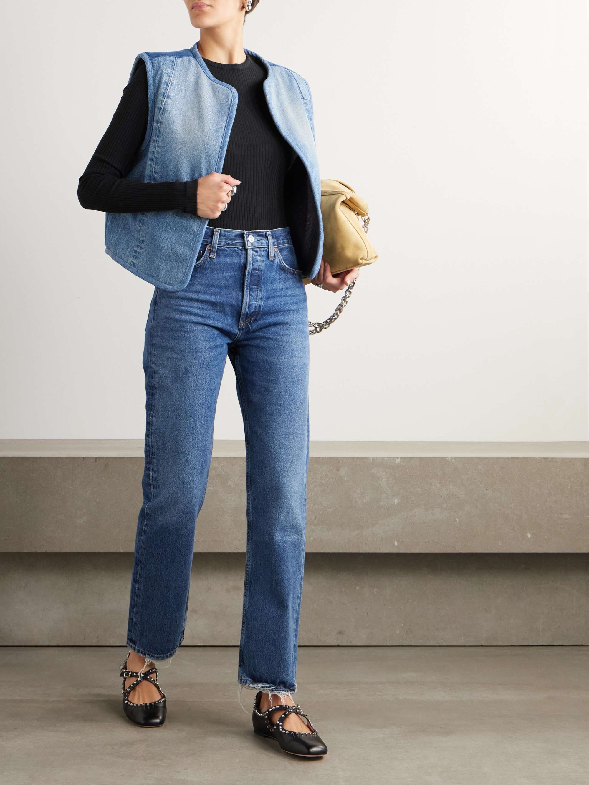 Alma ribbed stretch organic cotton top view