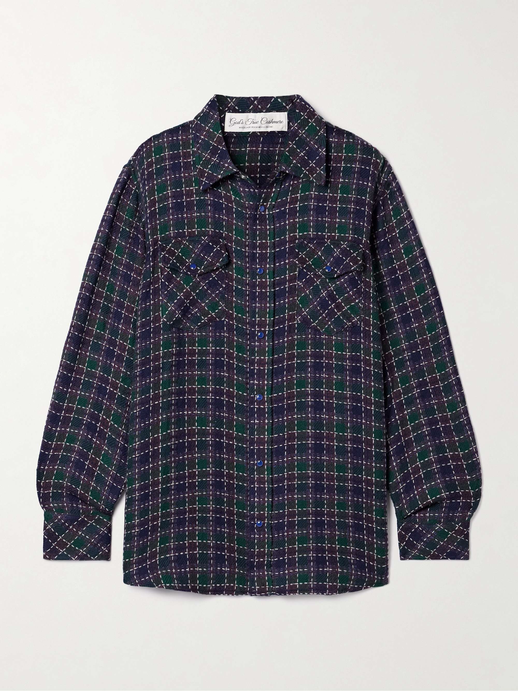 Checked cashmere shirt view
