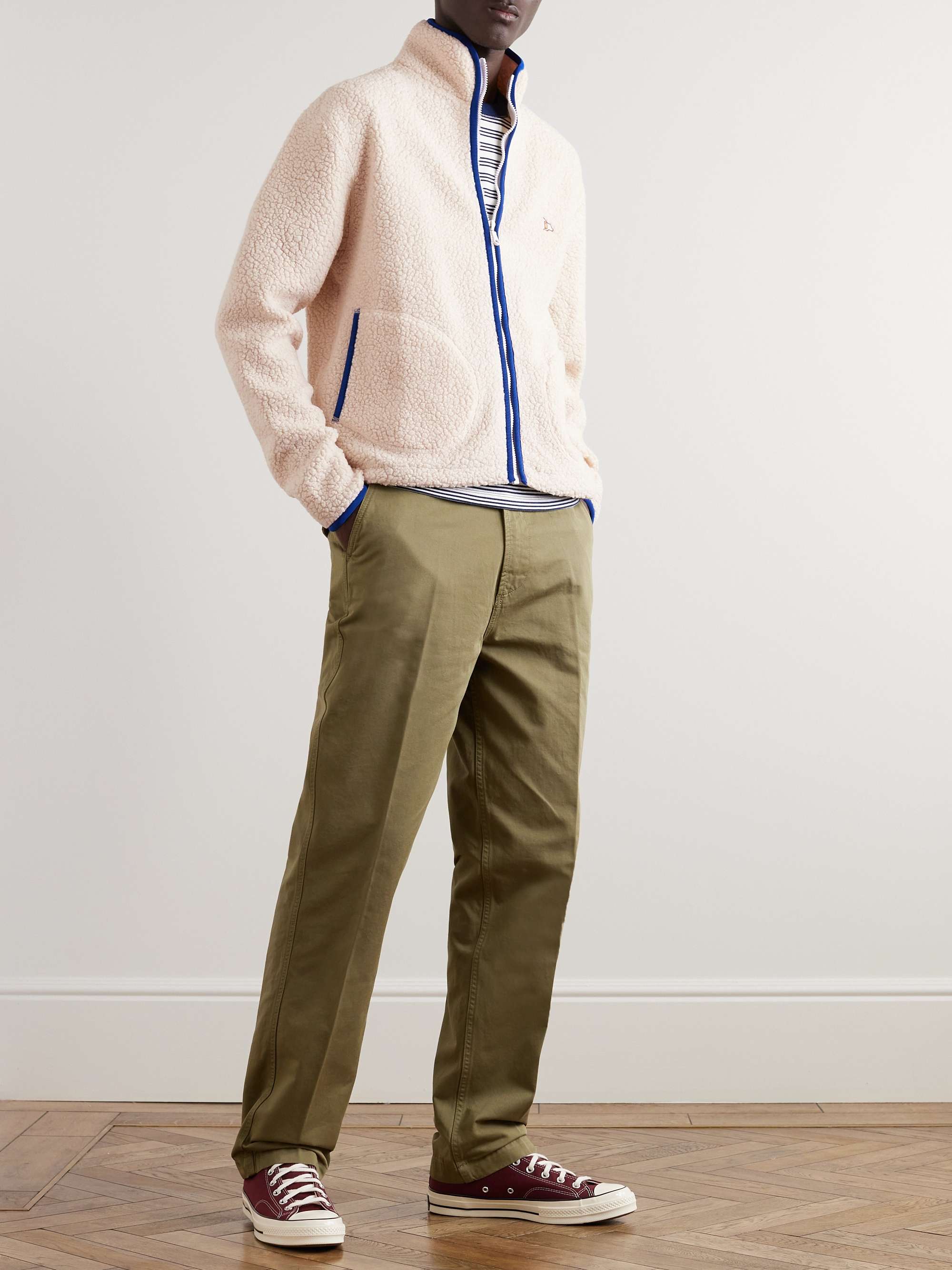 Logo-Embroidered Wool-Blend Fleece Jacket view
