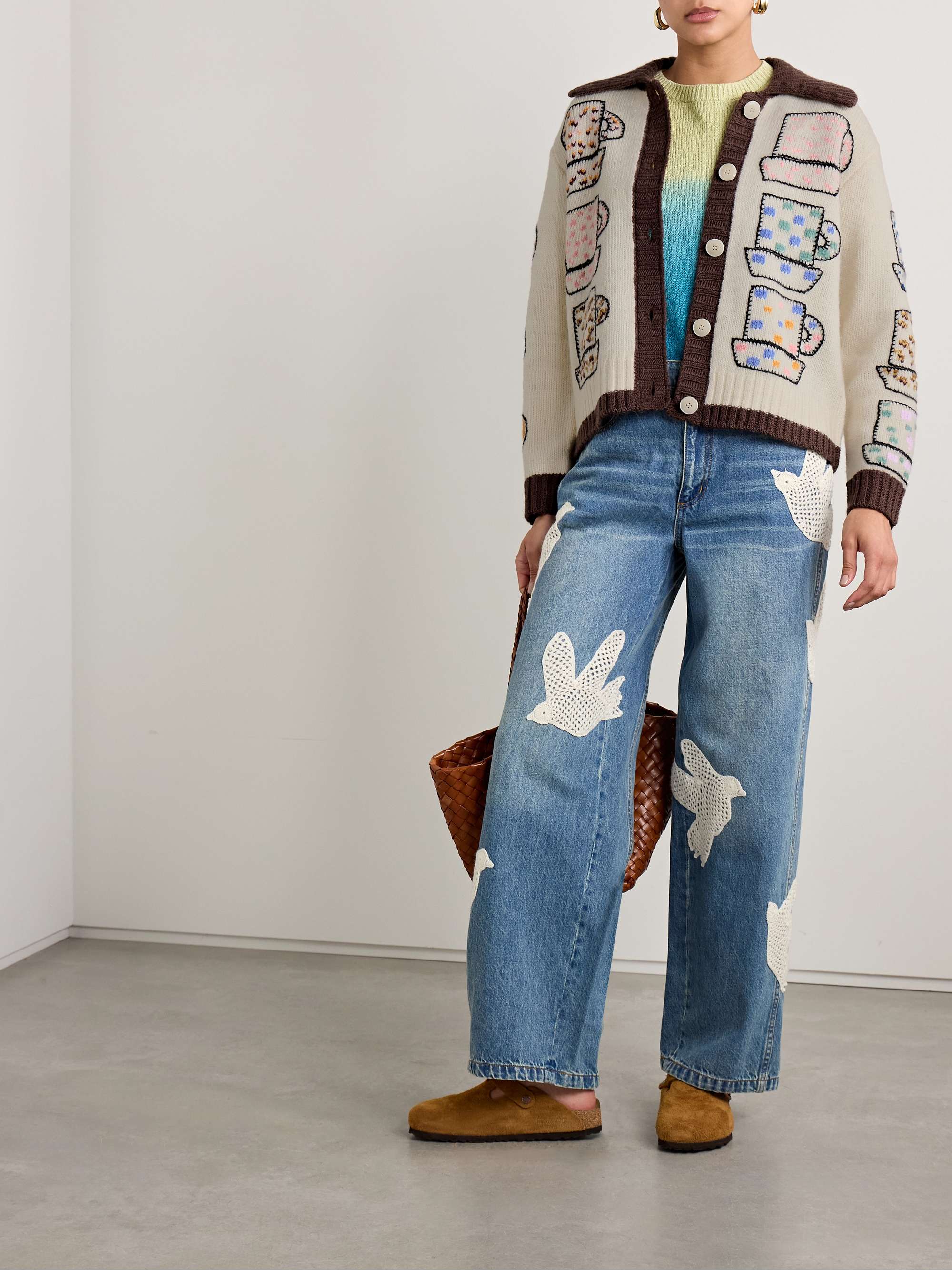 Emila embroidered wool-blend cardigan view