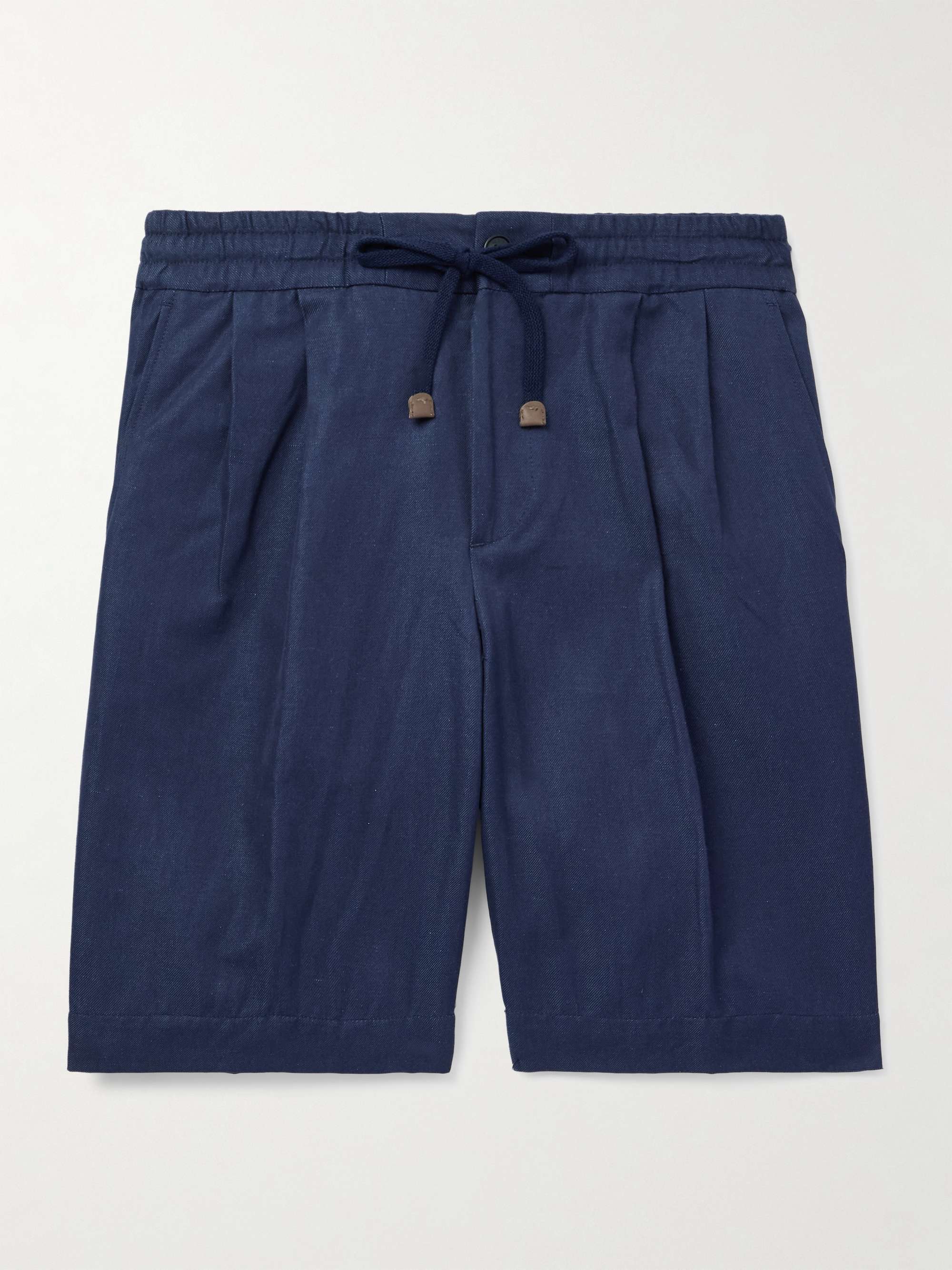 Venezia 1951 Straight-Leg Cotton and Linen-Blend Twill Drawstring Bermuda Shorts view