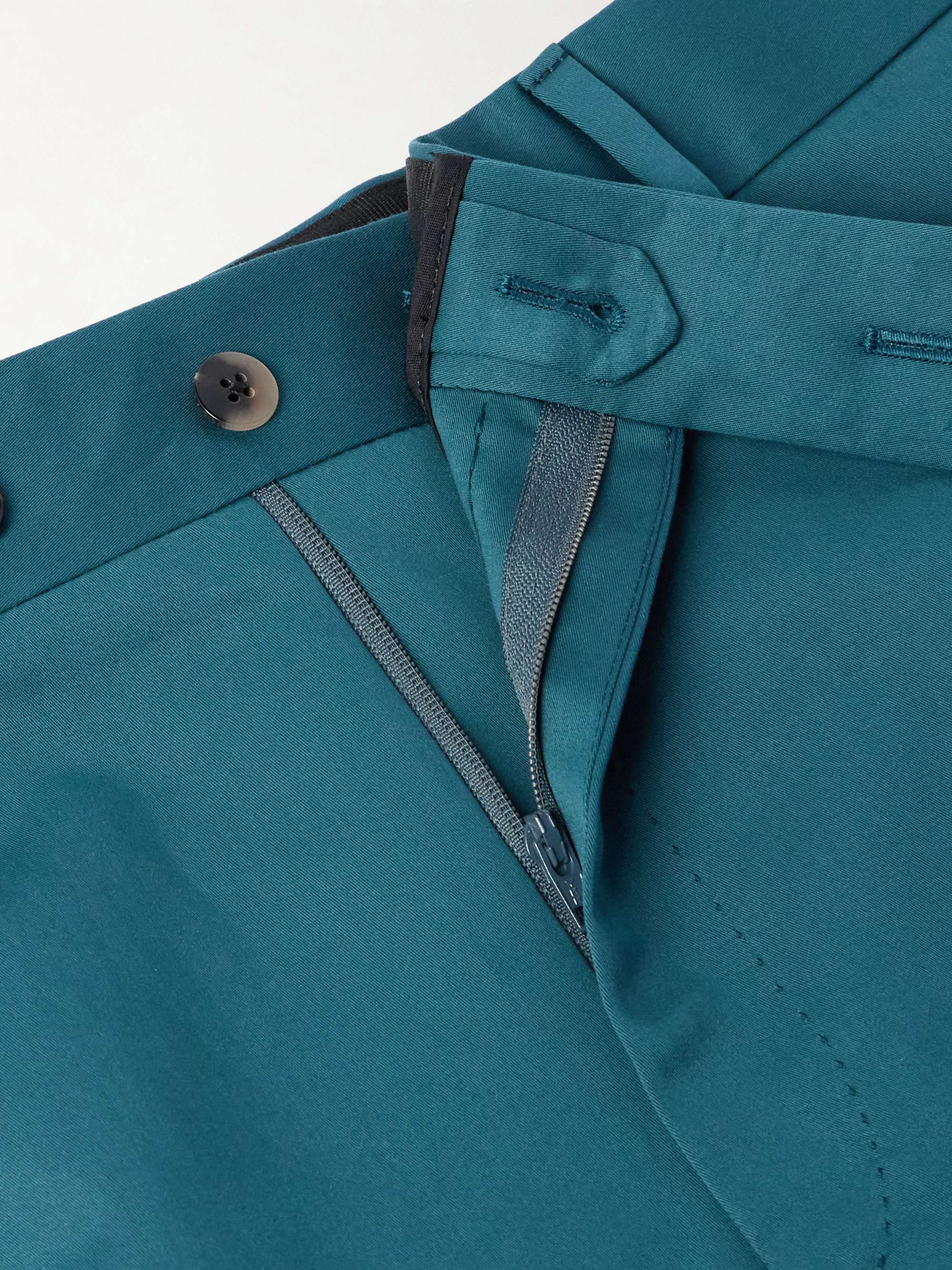 Slim-Fit Pleated Cotton and Silk-Blend Twill Trousers view