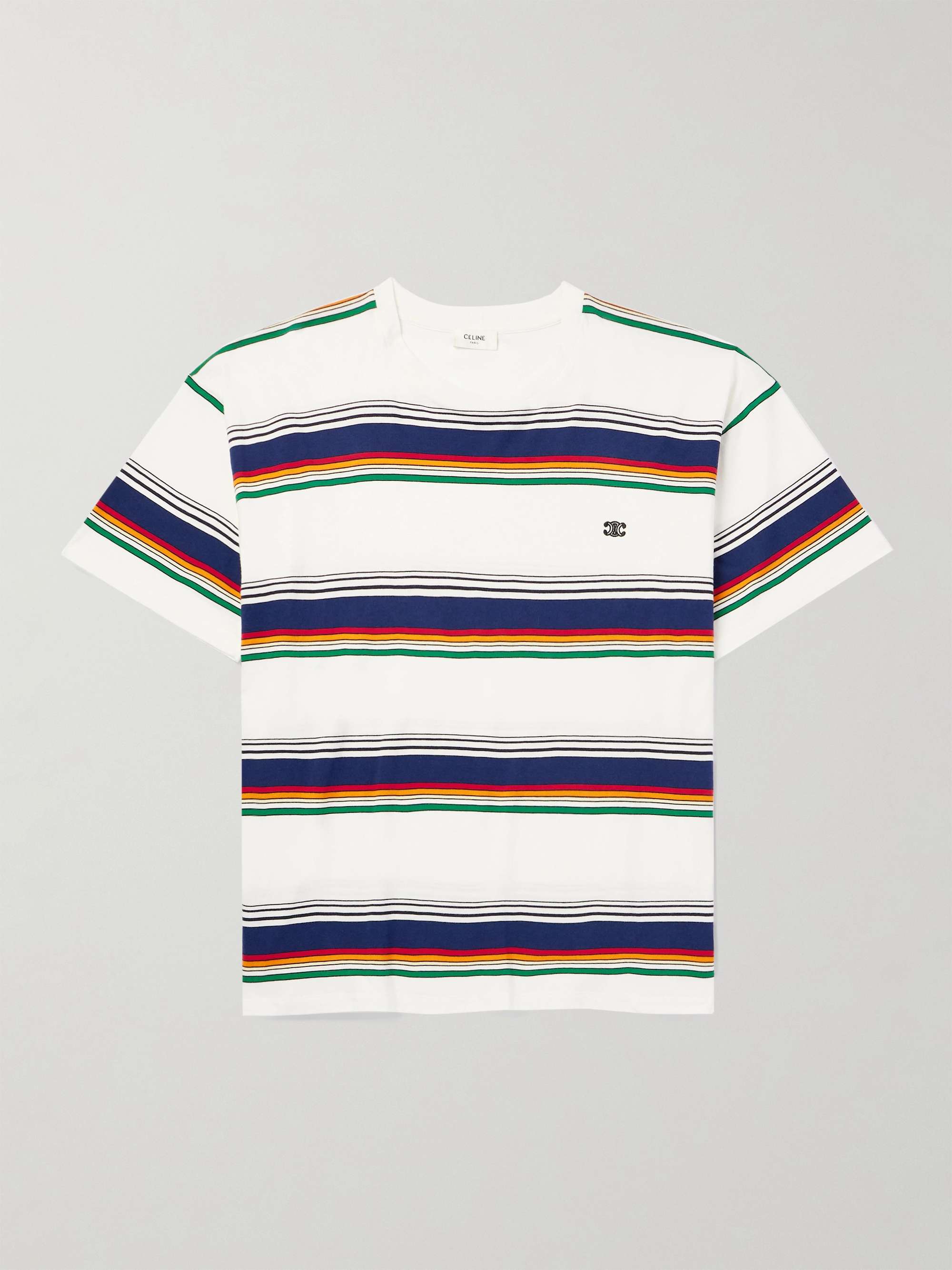 Logo-Embroidered Striped Cotton-Jersey T-Shirt view
