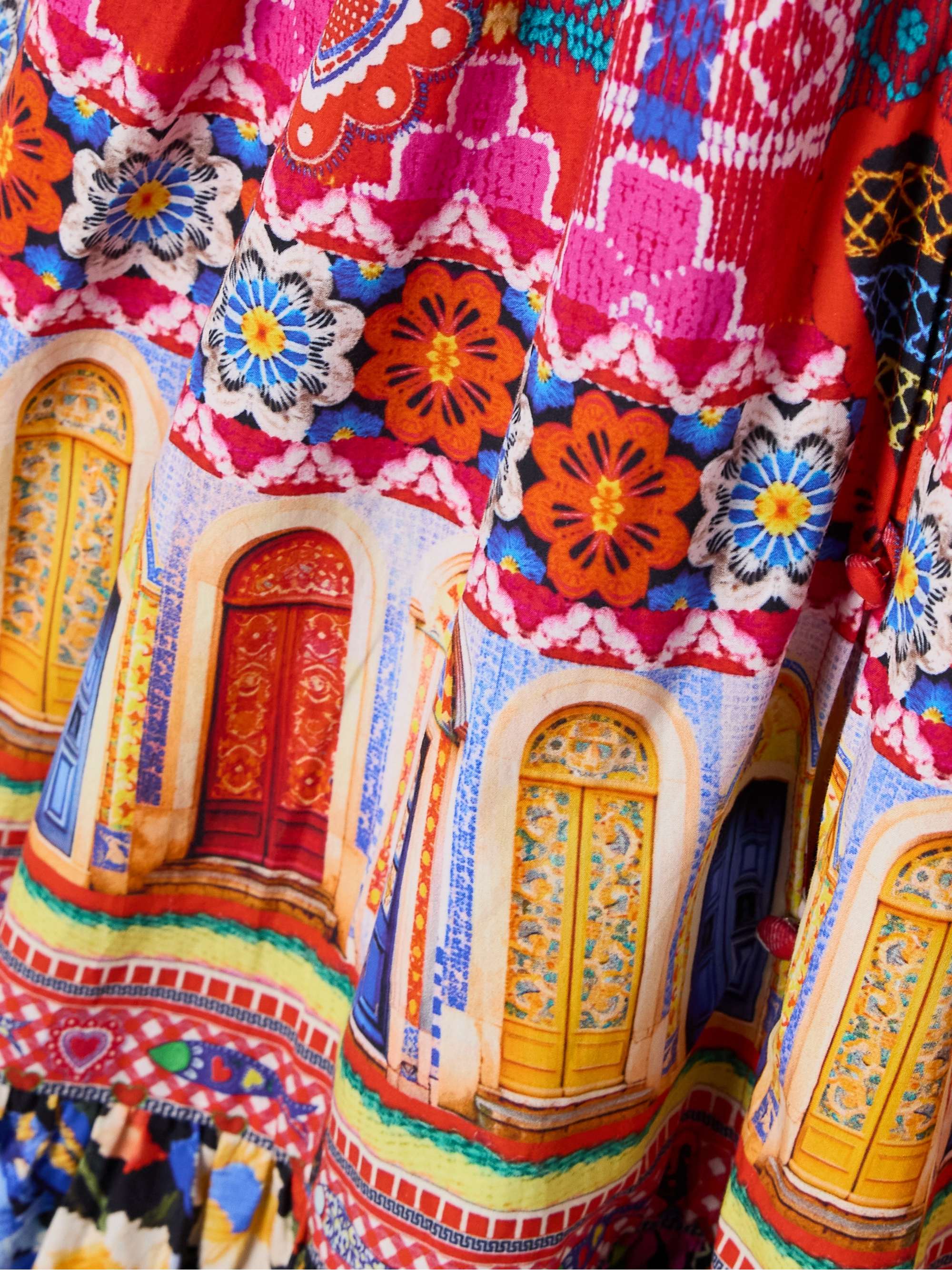 Tiered crystal-embellished printed organic cotton-poplin maxi dress view