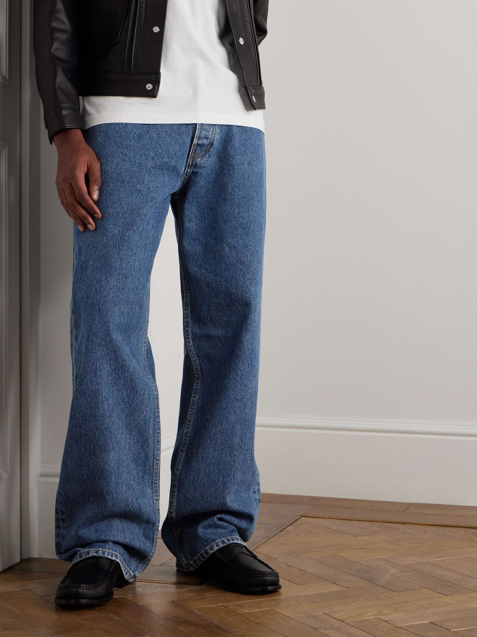 Straight-Leg Logo-Print Embroidered Jeans view