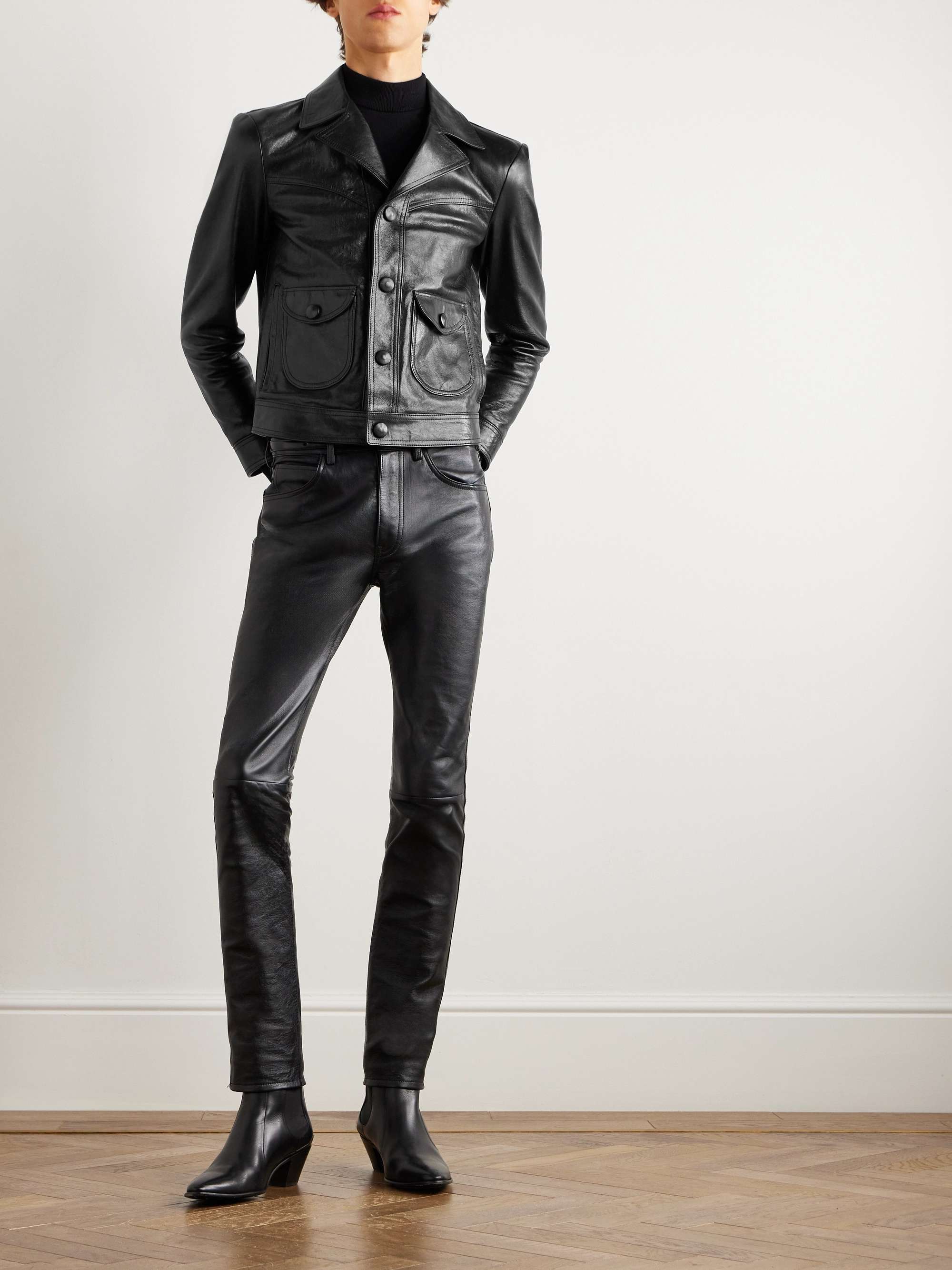Droit Waxed Textured-Leather Jacket view