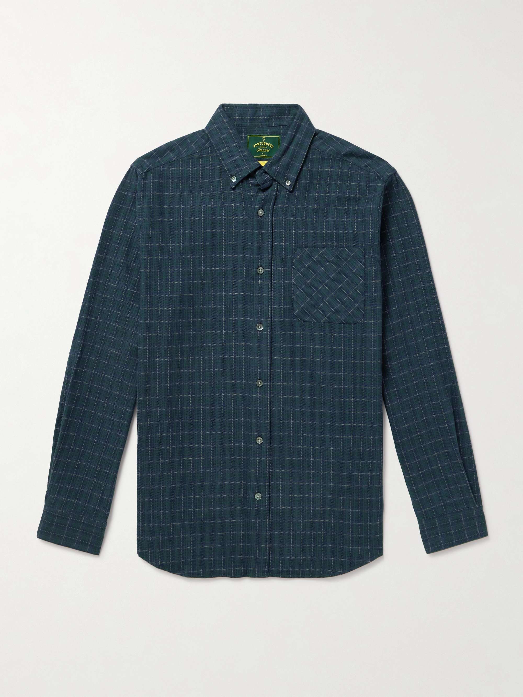 Minerva Button-Down Collar Checked Cotton-Flannel Shirt view