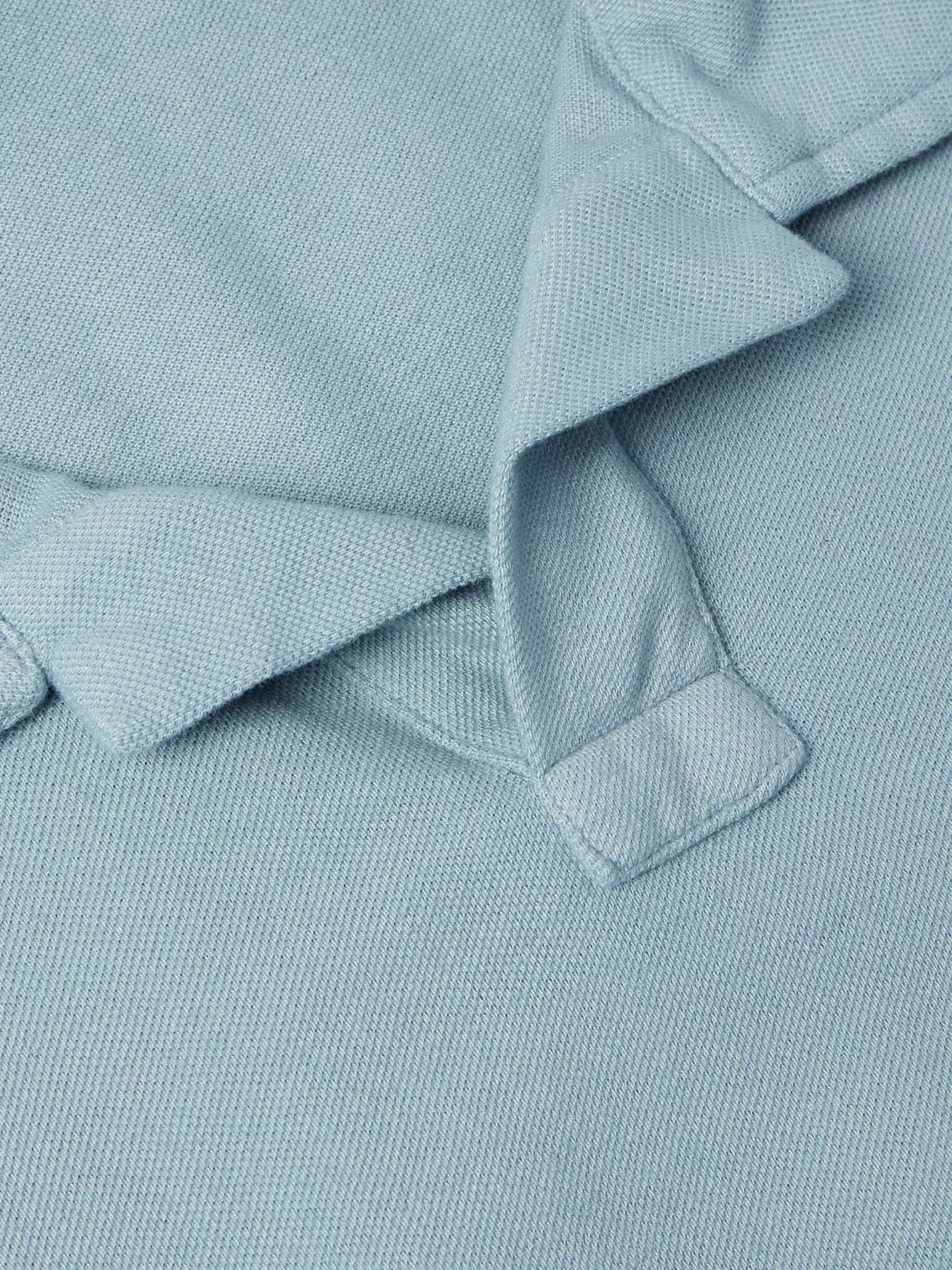 Rico Cotton and Cashmere-Blend Piqué Polo Shirt view