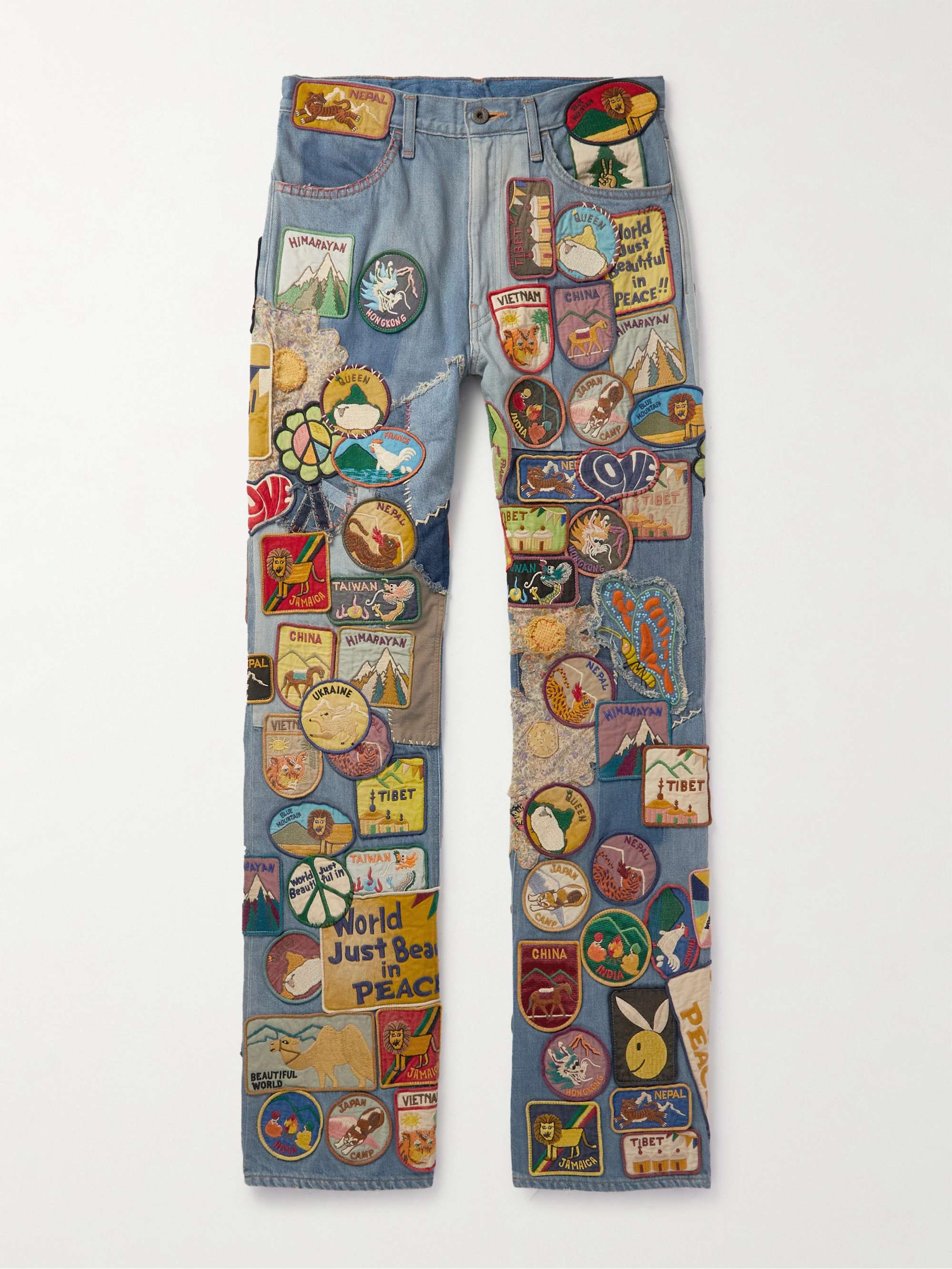 Slim-Fit Flared Appliquéd Jeans view