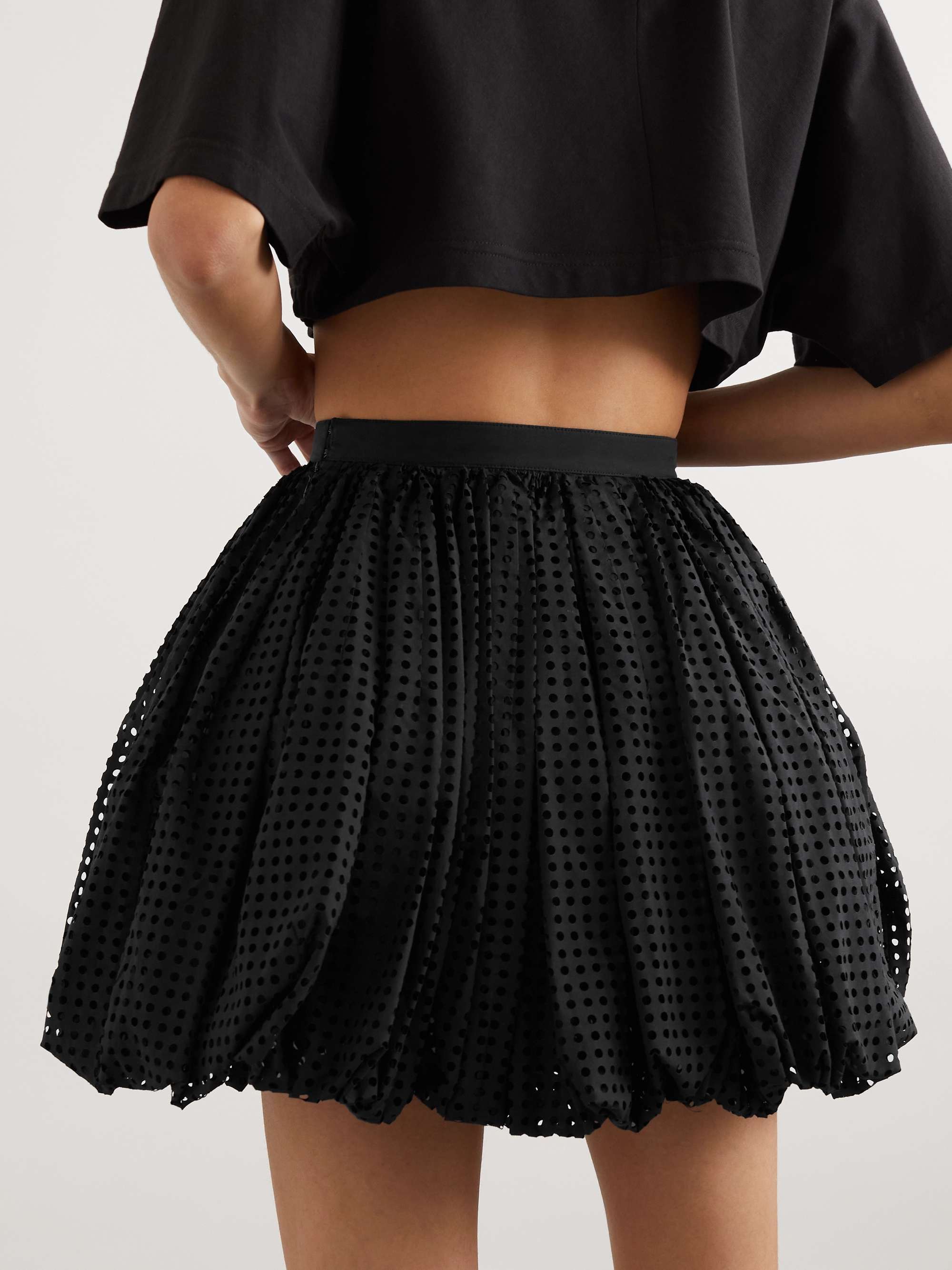 Laser-cut cotton-blend mini skirt view