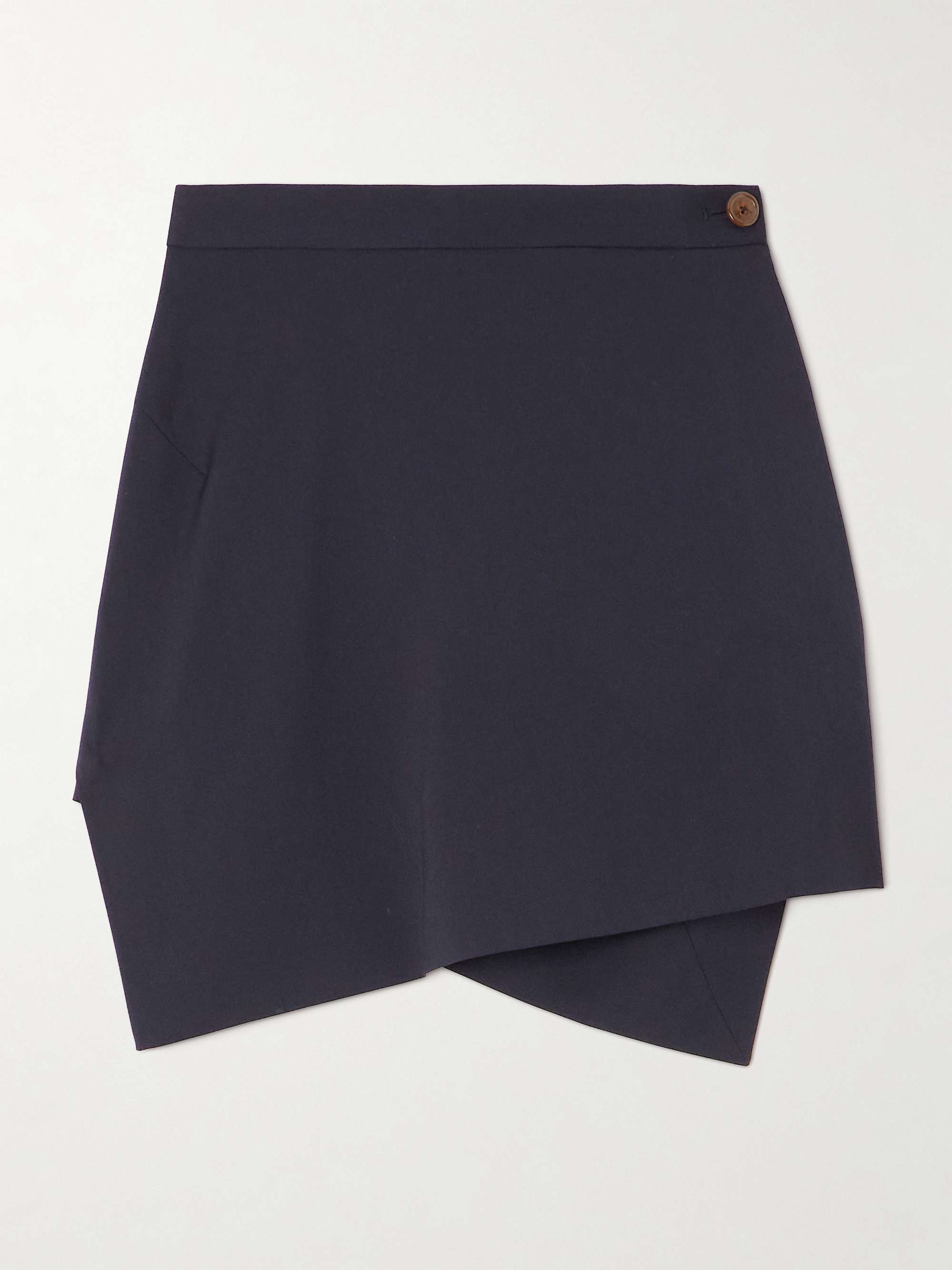 Infinity asymmetric wool-twill mini wrap skirt view