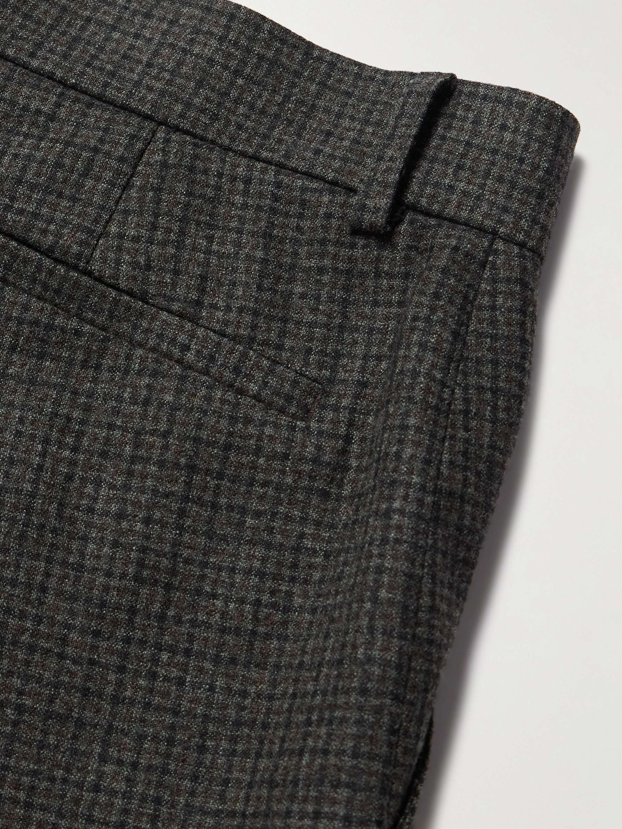 Tapered Pleated Checked Wool Trousers view