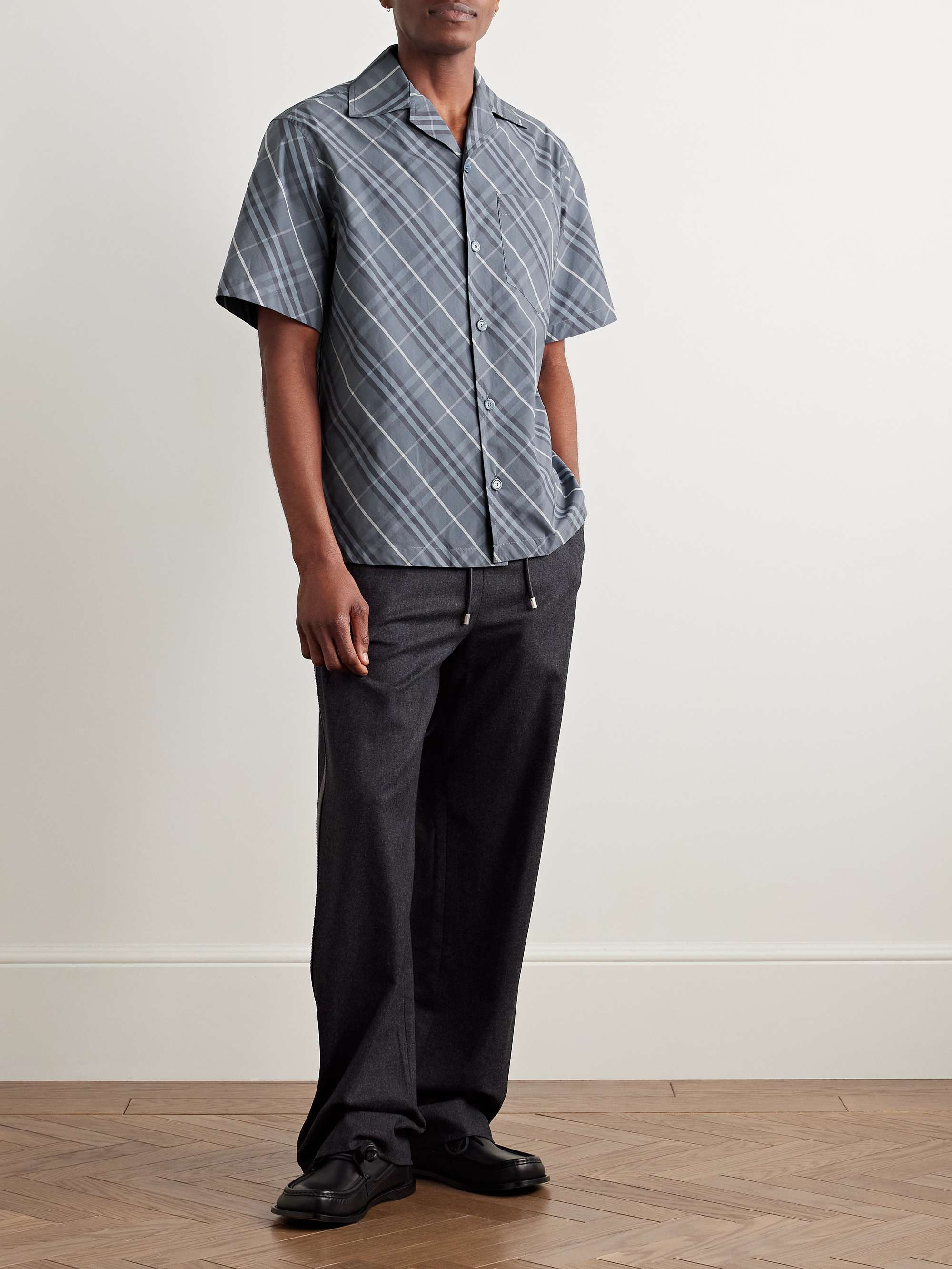 Camp-Collar Checked Cotton-Poplin Shirt view