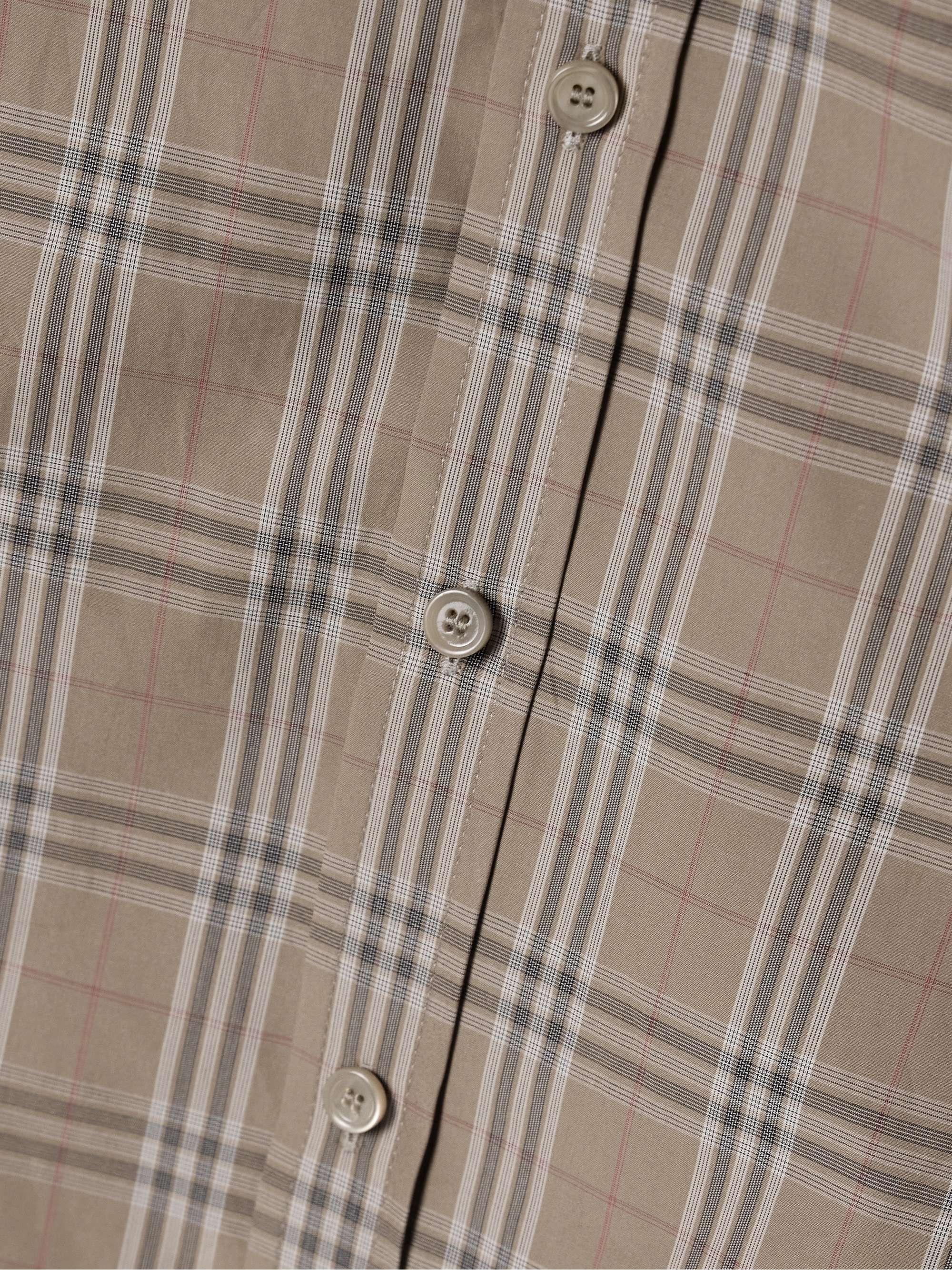 Buckled ruched checked cotton-poplin shirt view