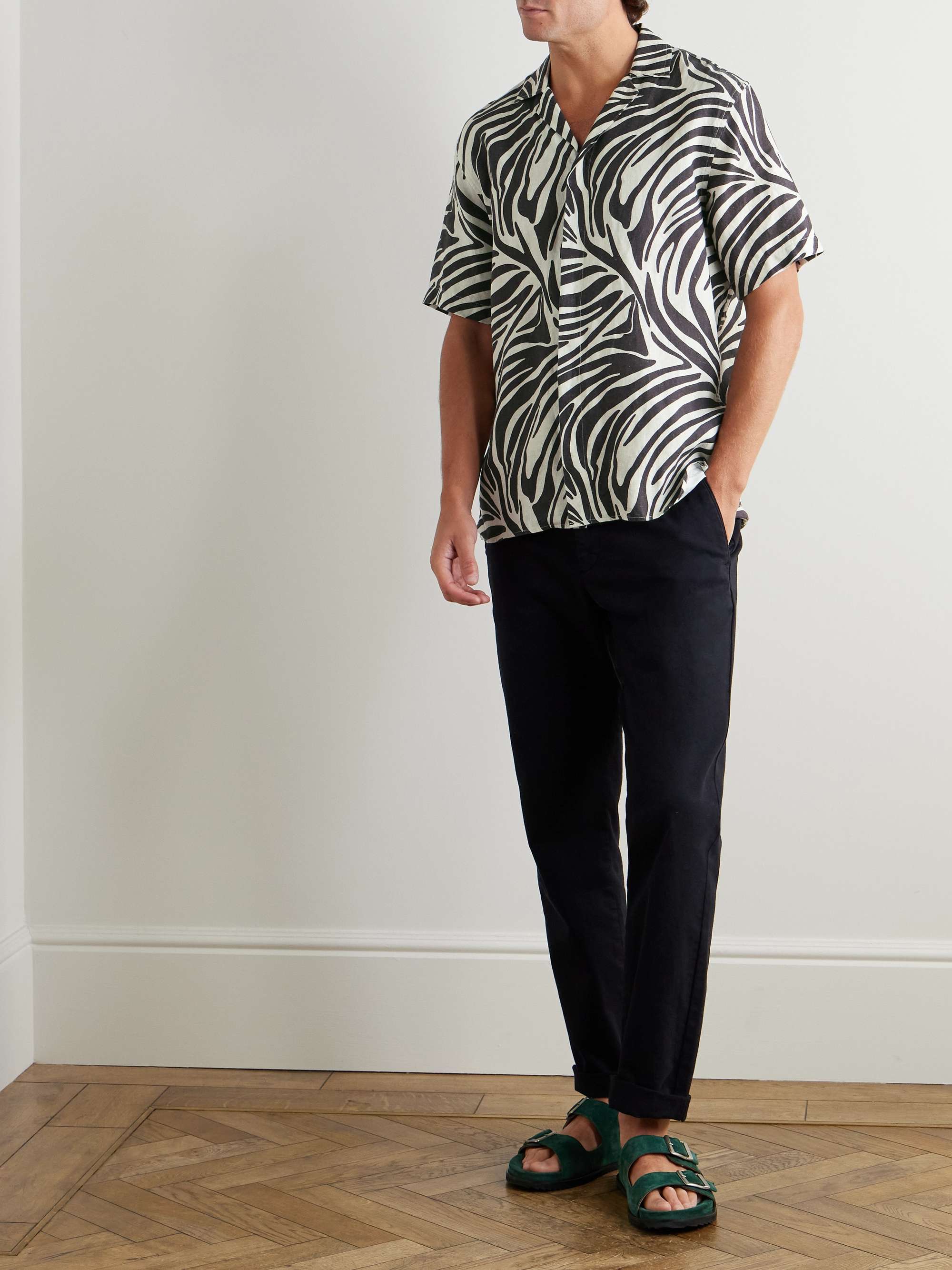 + 007 Camp-Collar Zebra-Print Linen Shirt view